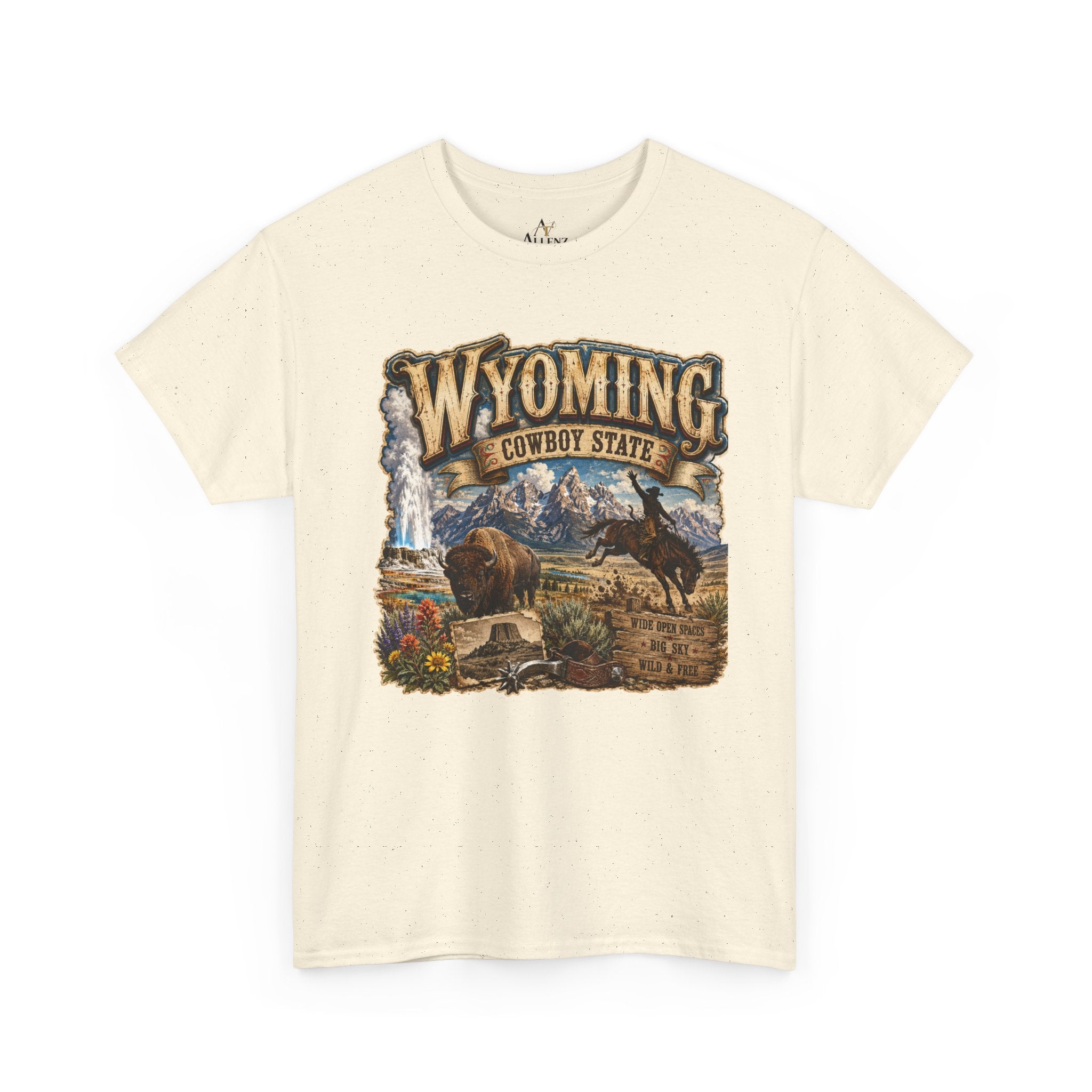 Unisex Heavy Cotton Tee🤠🏔️ Wyoming – The Cowboy State 🦬🌄