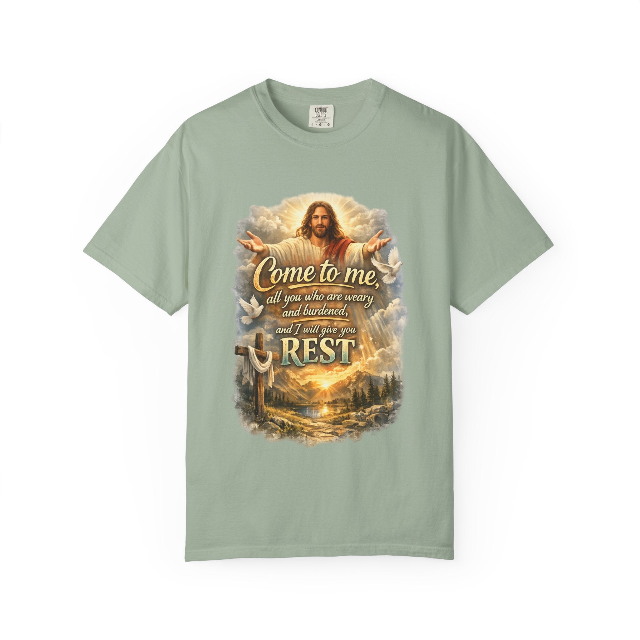 Come to Me Christian T-Shirt — "Come to me... and I will give you REST" Religious Faith Tee