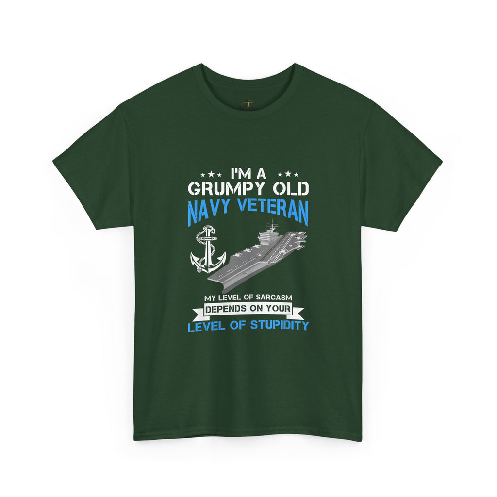 Unisex Heavy Cotton Tee⚓ “I’m A Grumpy Old Navy Veteran” Funny Veteran T-Shirt ⚓