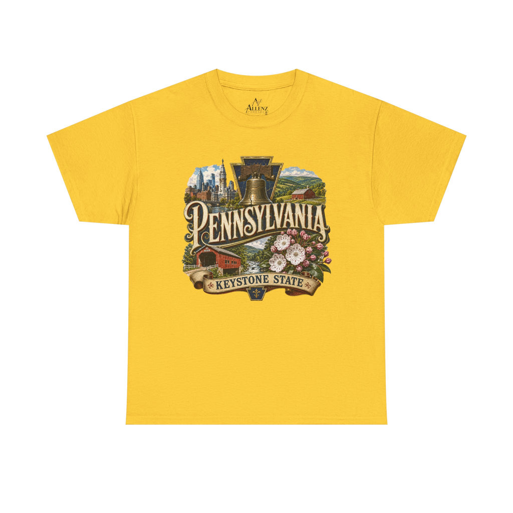 Unisex Heavy Cotton Tee🛎️ Pennsylvania – Pride of the Keystone State 🌄