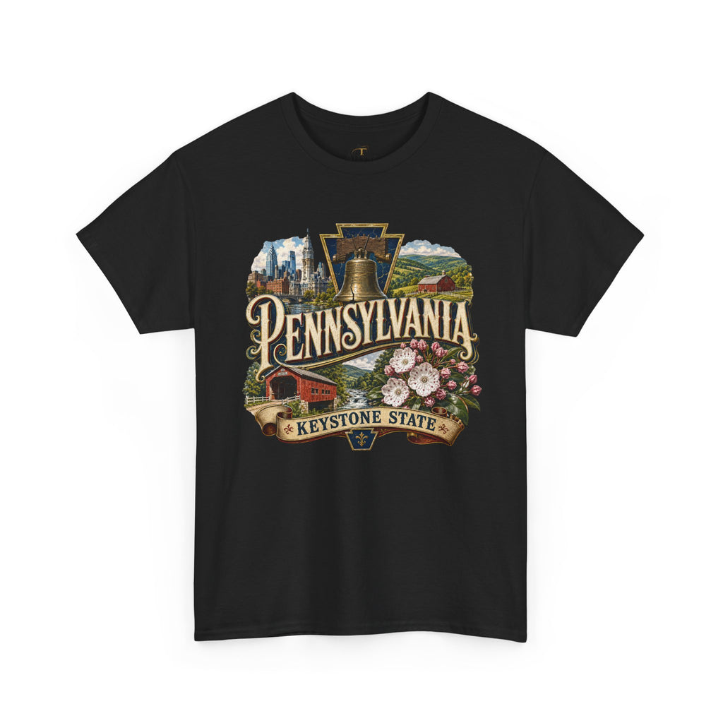 Unisex Heavy Cotton Tee🛎️ Pennsylvania – Pride of the Keystone State 🌄