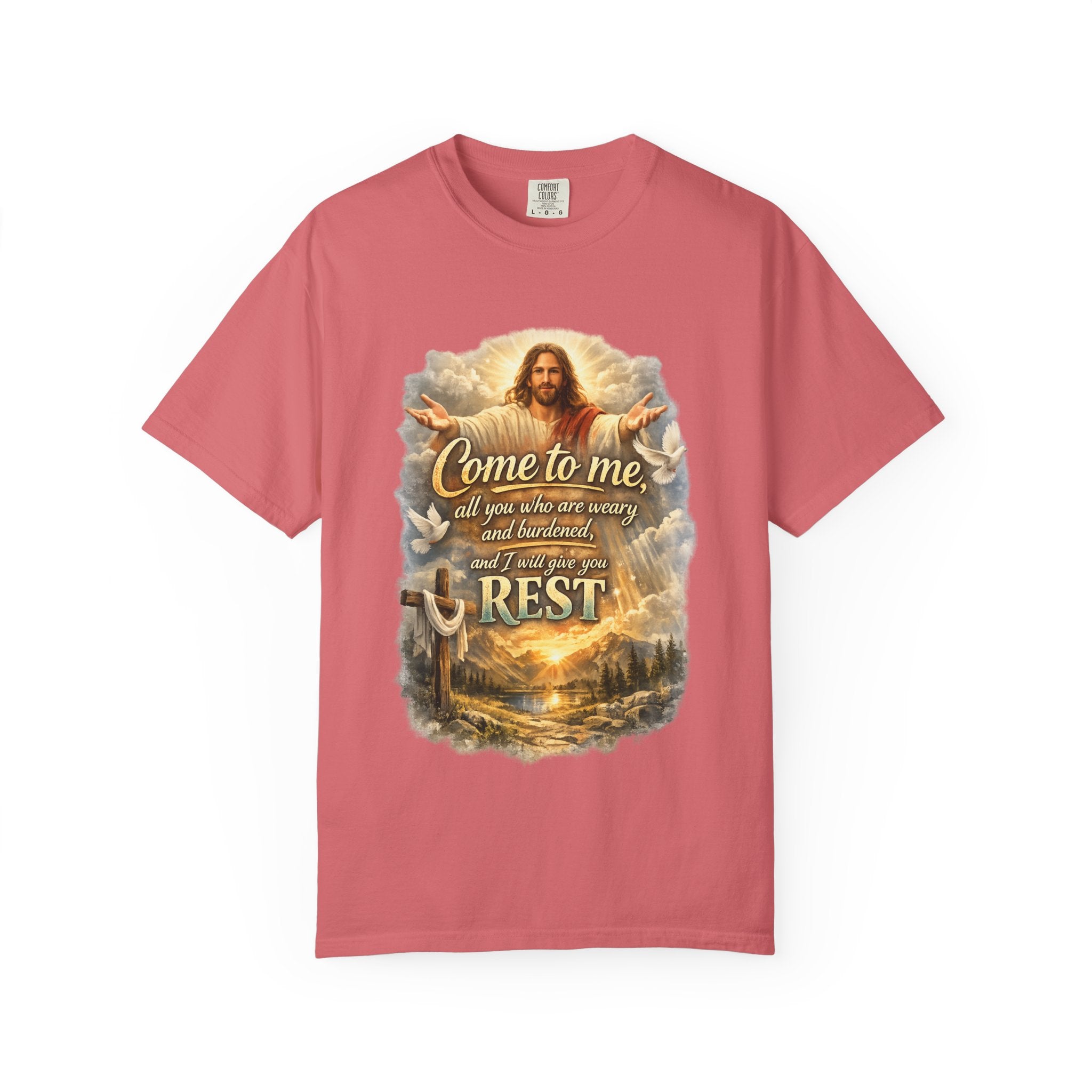 Come to Me Christian T-Shirt — "Come to me... and I will give you REST" Religious Faith Tee