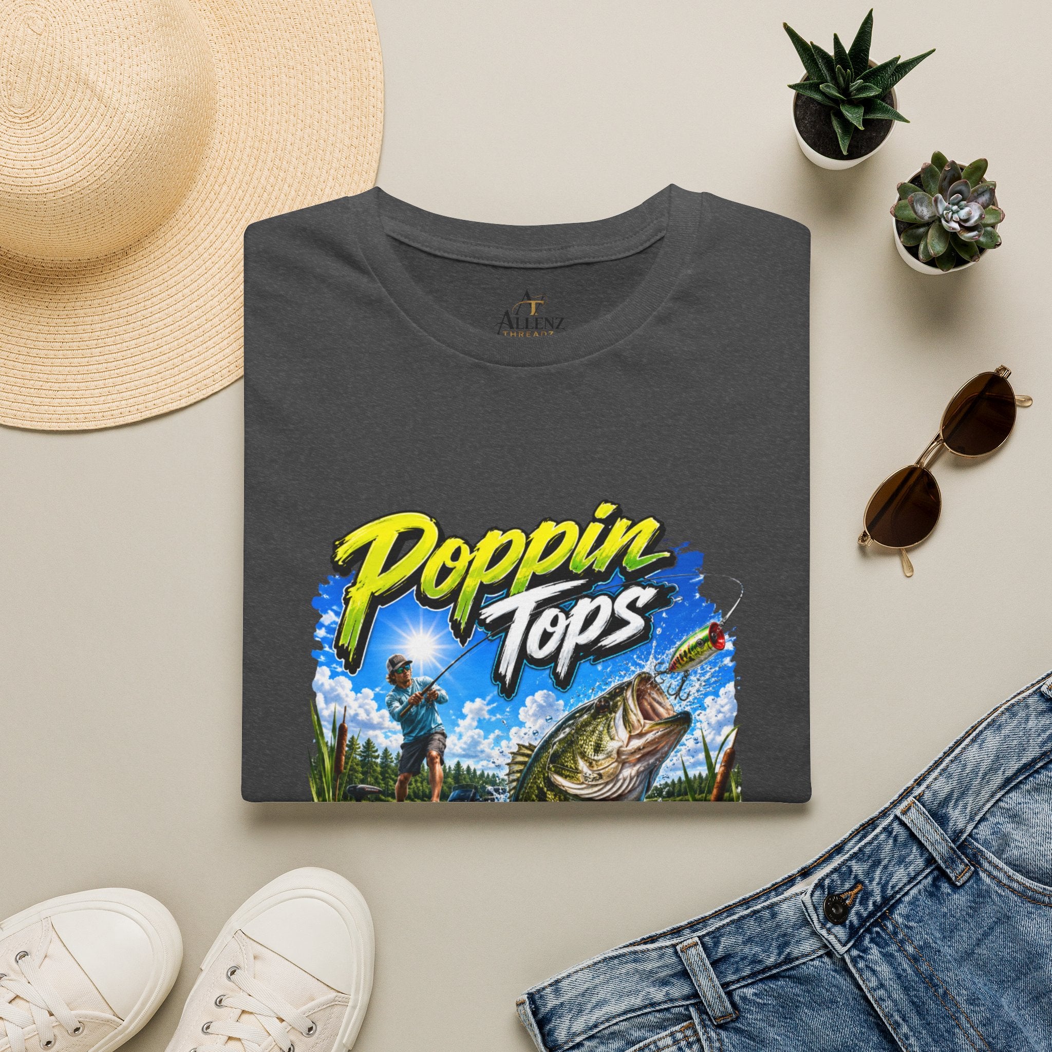 Poppin Tops Rippin Lips Fishing Shirt Unisex Softstyle T-Shirt