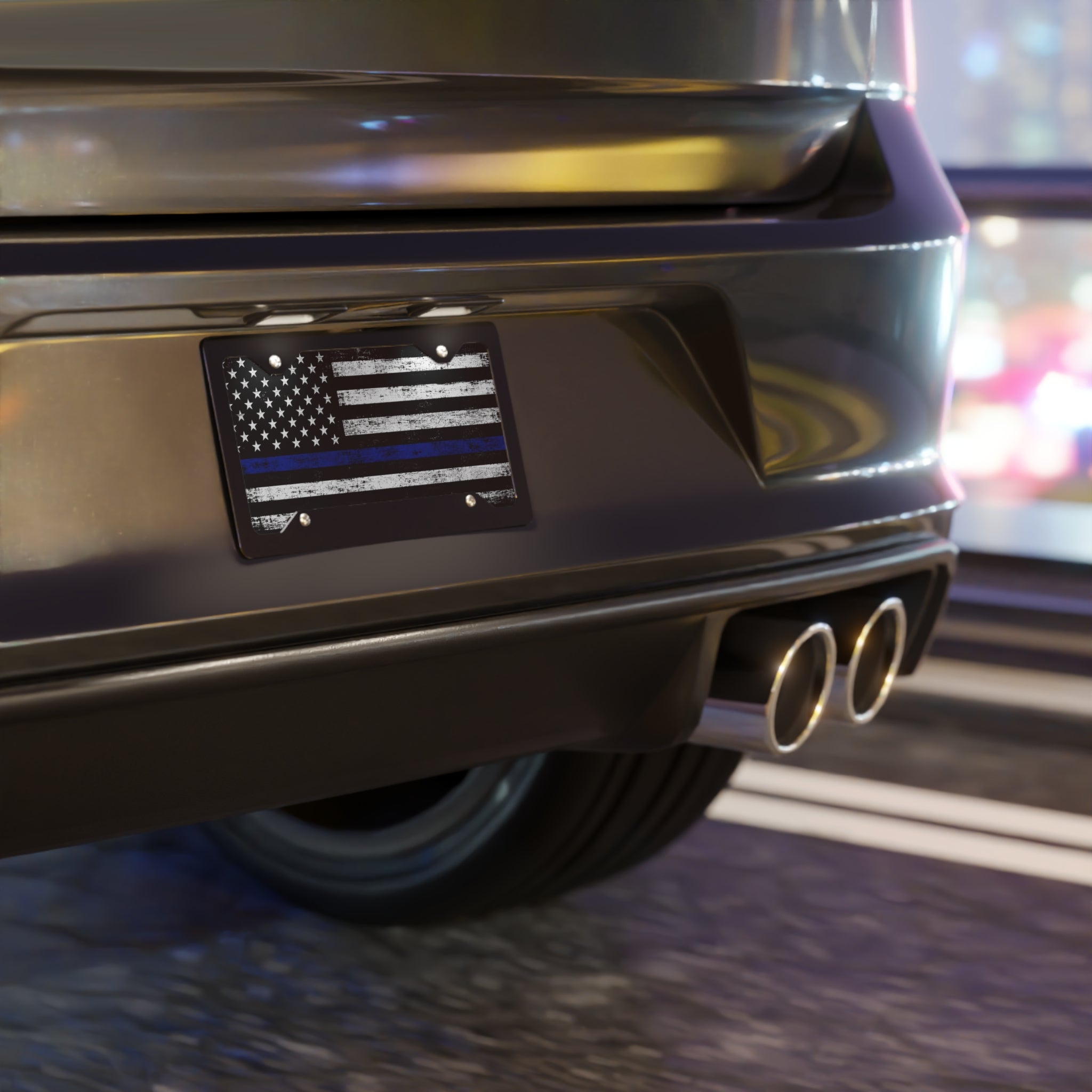 Thin Blue Line Flag Vanity License Plate