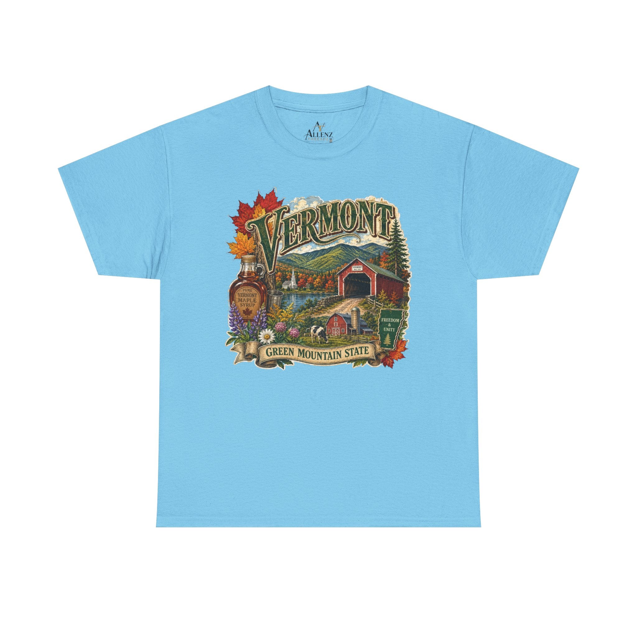 Unisex Heavy Cotton Tee🍁🏔️ Vermont – Beauty of the Green Mountain State 🍁🚜