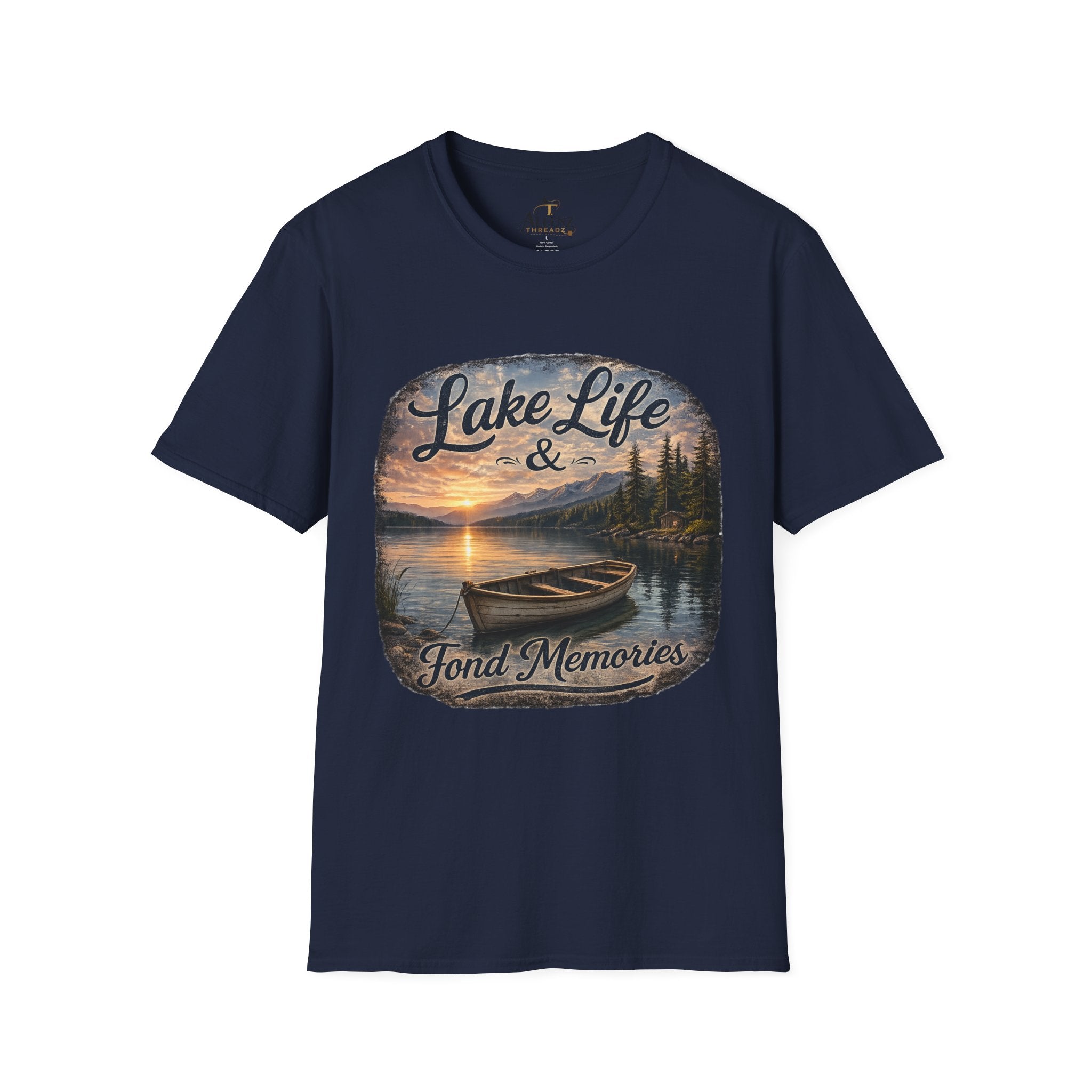Lake Life T-Shirt — Scenic Sunrise Boat 'Lake Life & Fond Memories'