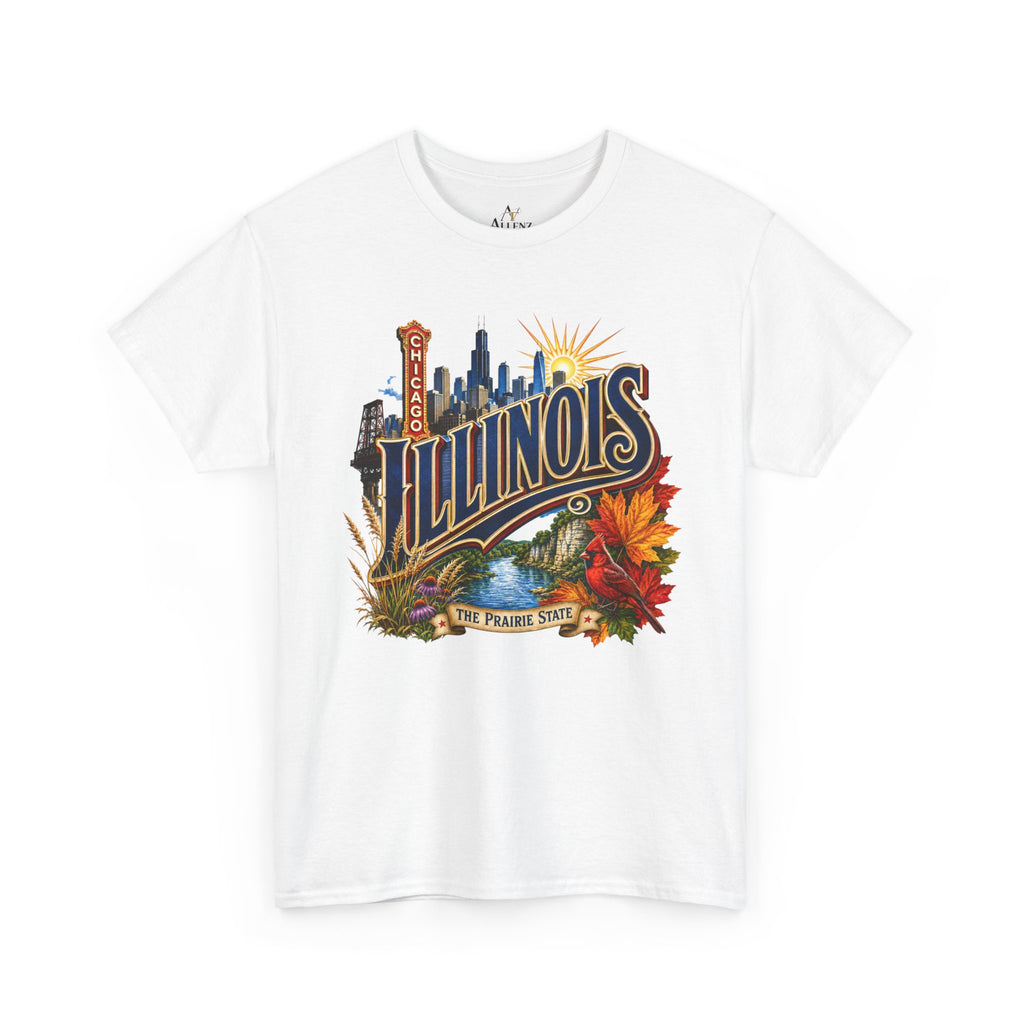 Unisex Heavy Cotton Tee 🌆 Illinois – Big City Energy and Prairie State Pride 🌆