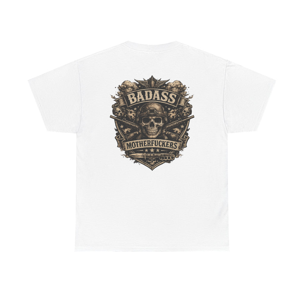 Badass Motherfu.... Skull and boom stick  Unisex Heavy Cotton Tee
