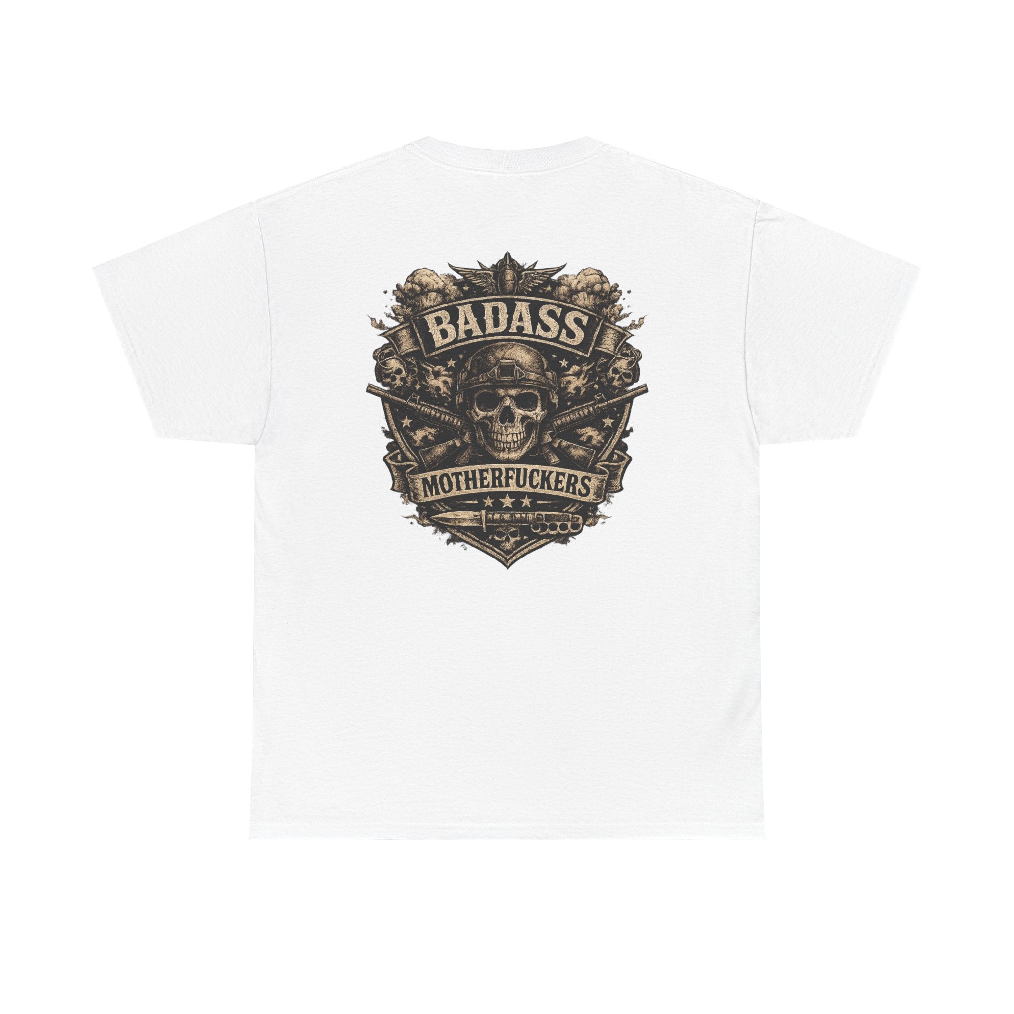 Badass Motherfu.... Skull and boom stick  Unisex Heavy Cotton Tee