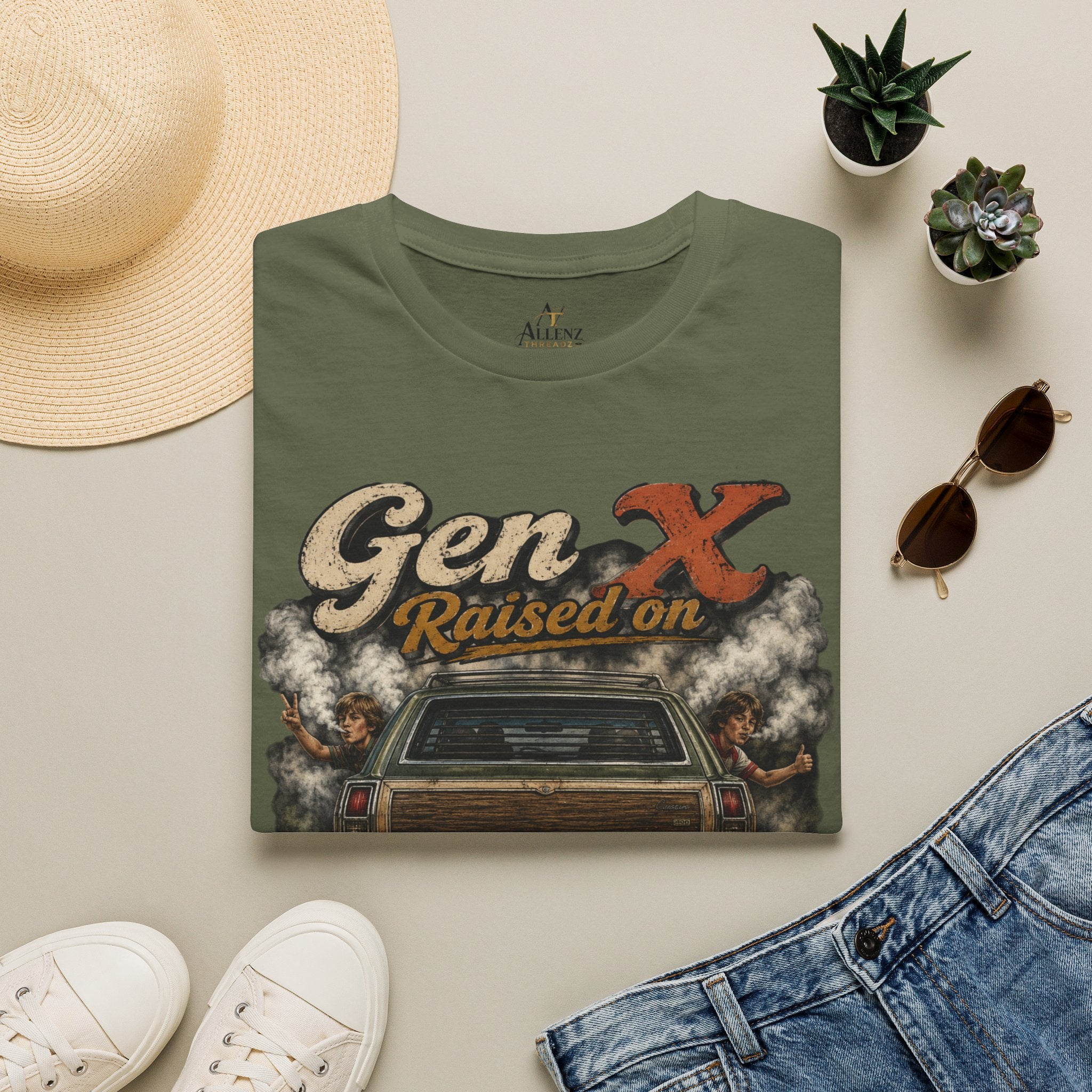Gen X T-Shirt — "Raised on Secondhand Smoke, Hose Water, Neglect" Retro Car Vintage Tee