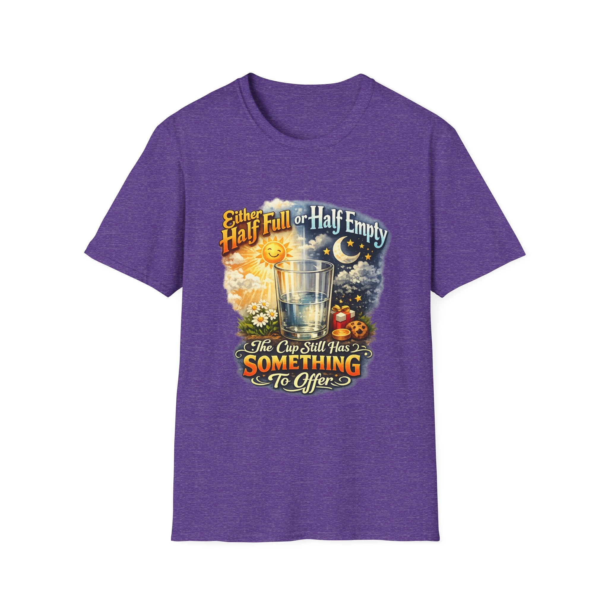 Glass Half Full or Half Empty T-Shirt — Inspirational Day & Night Positive Quote Tee