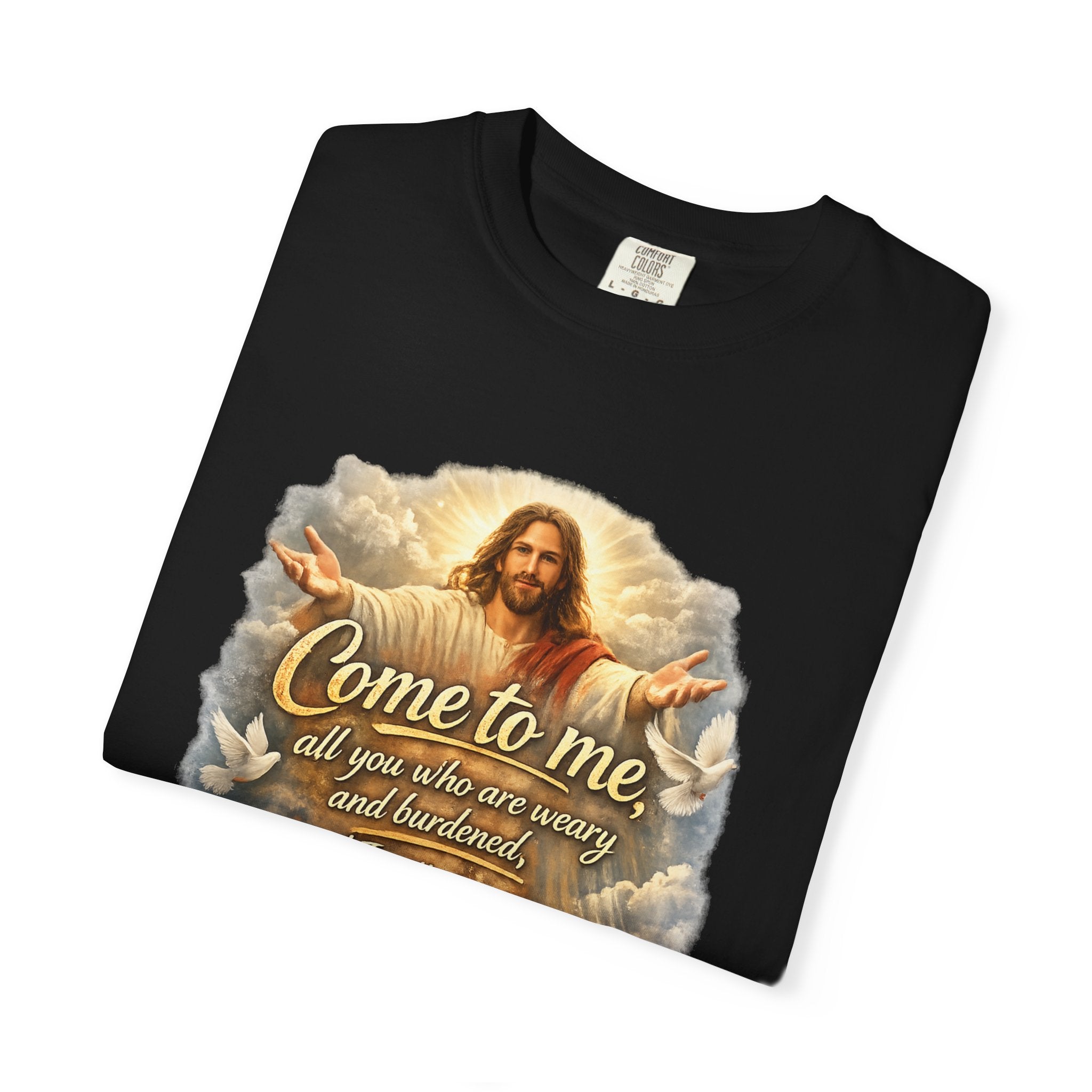 Come to Me Christian T-Shirt — "Come to me... and I will give you REST" Religious Faith Tee