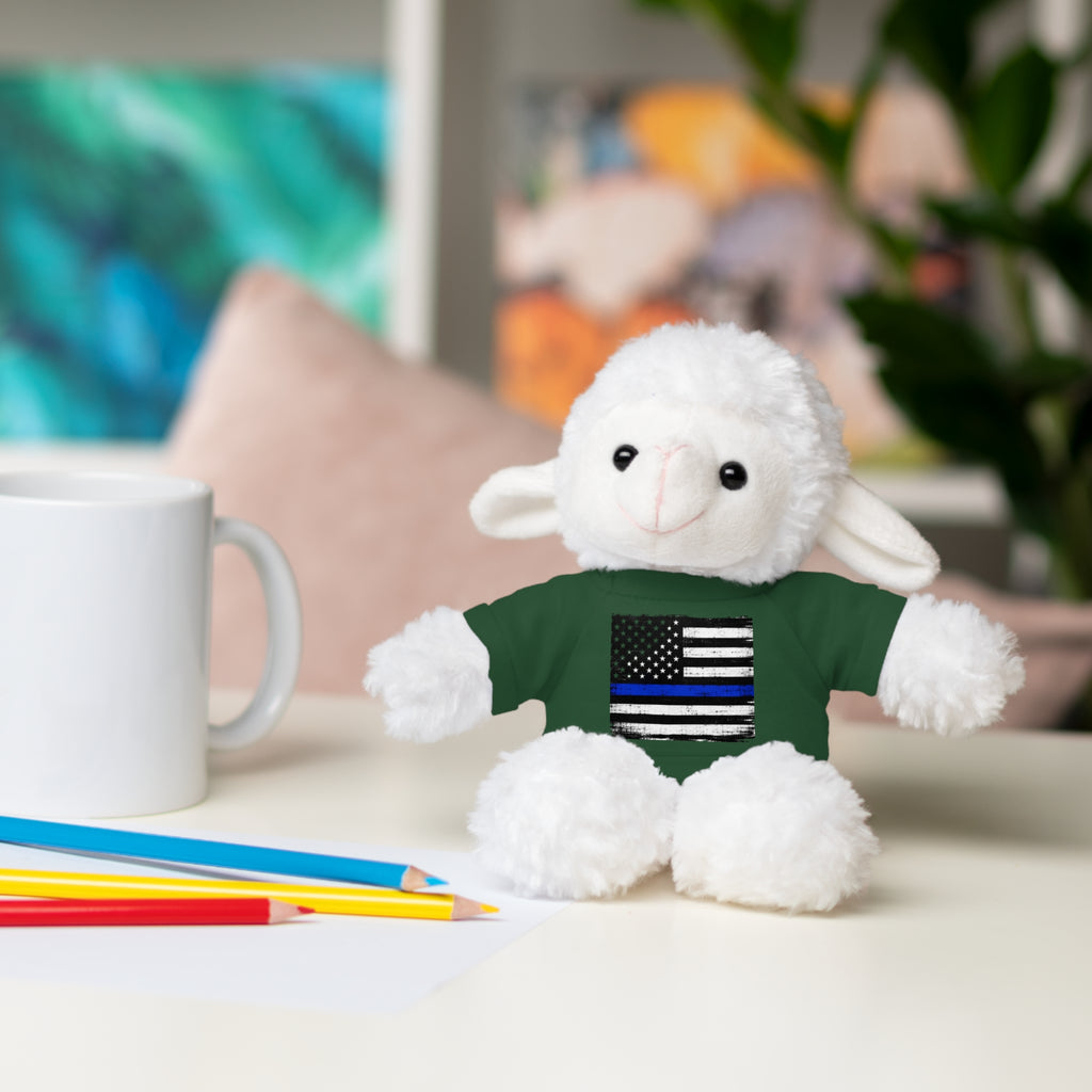 Kids Stuffed Animal with Thin Blue line flag Tee