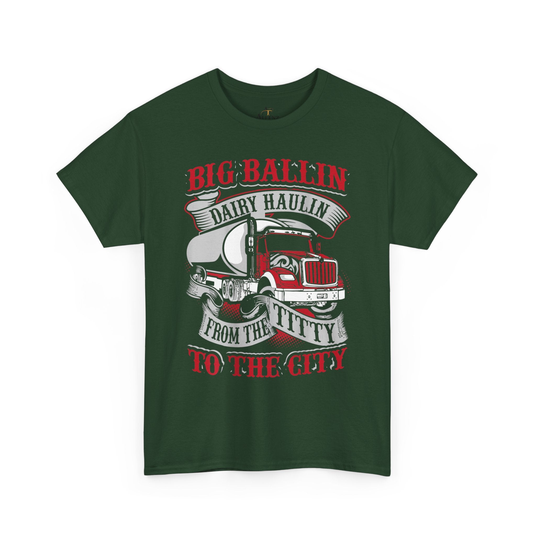 Unisex Heavy Cotton Tee “Big Ballin’ Dairy Haulin’” Funny Truck Driver T-Shirt