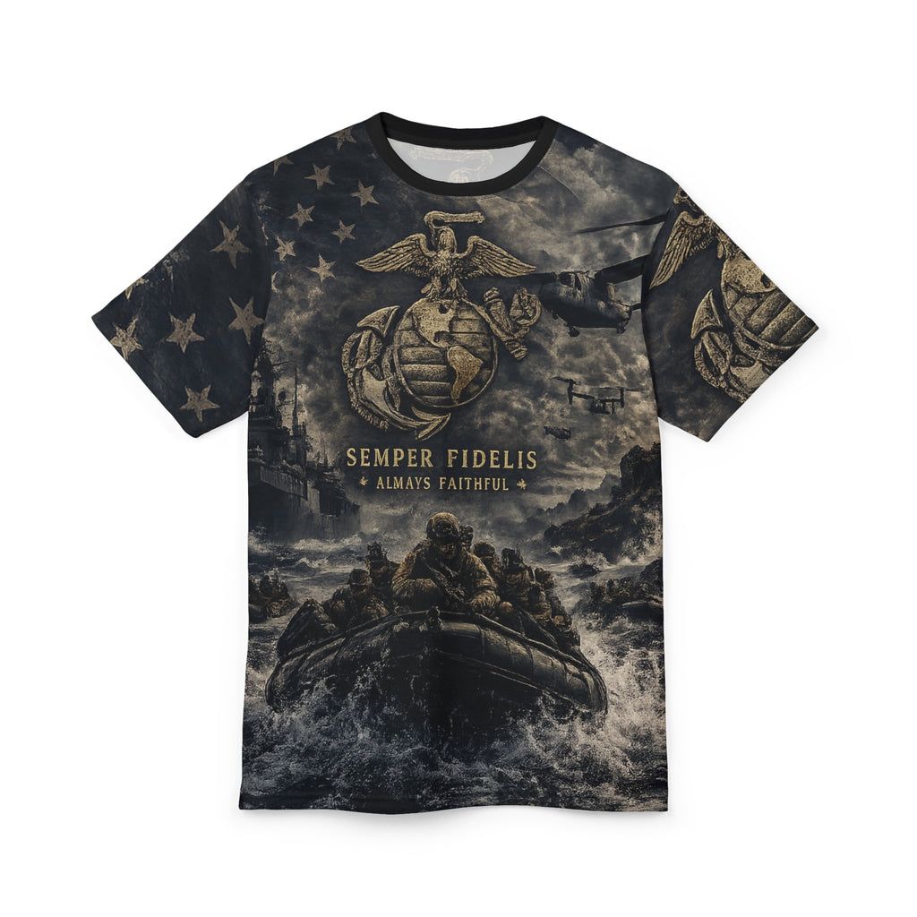 Marines always faithful Unisex Cut and Sew Tee (AOP).