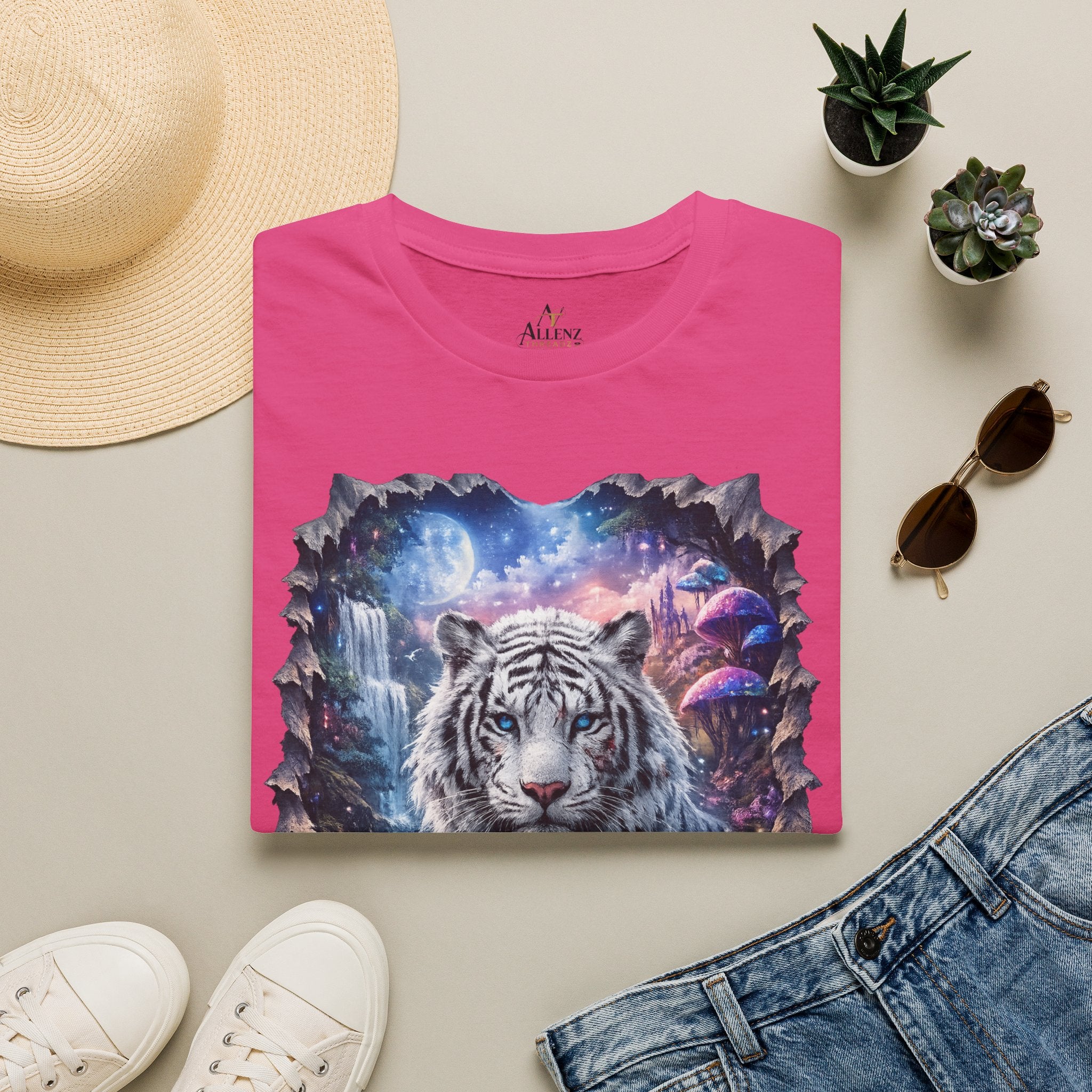 Fantasy white Bengal tiger Unisex Softstyle T-Shirt -