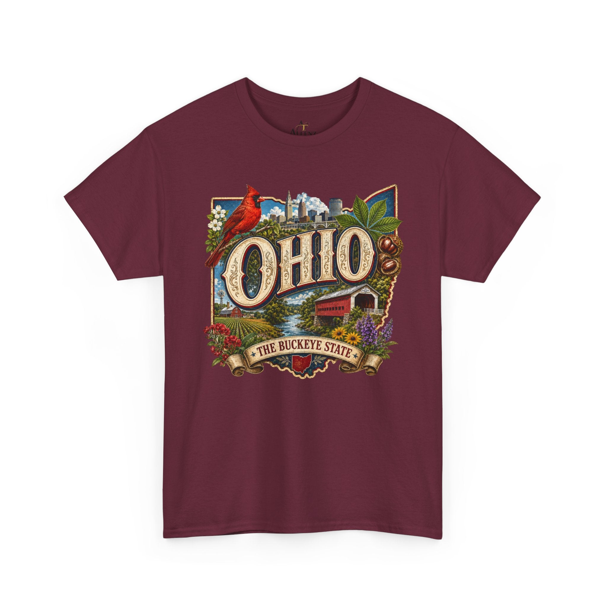 Unisex Heavy Cotton Tee🍂 Ohio – The Heart of the Buckeye State 🌰🌾