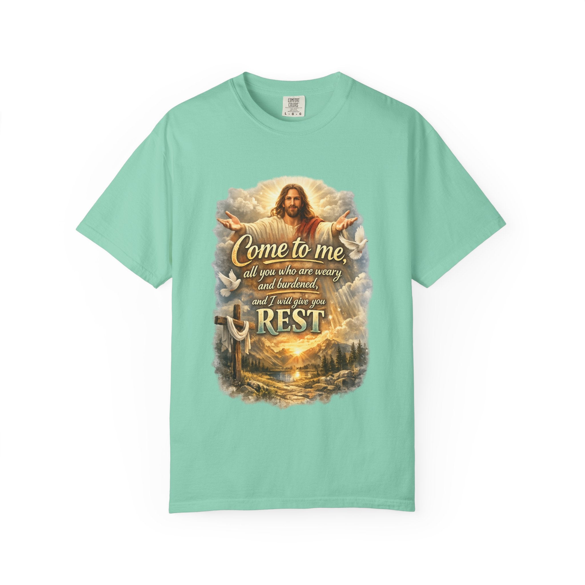 Come to Me Christian T-Shirt — "Come to me... and I will give you REST" Religious Faith Tee