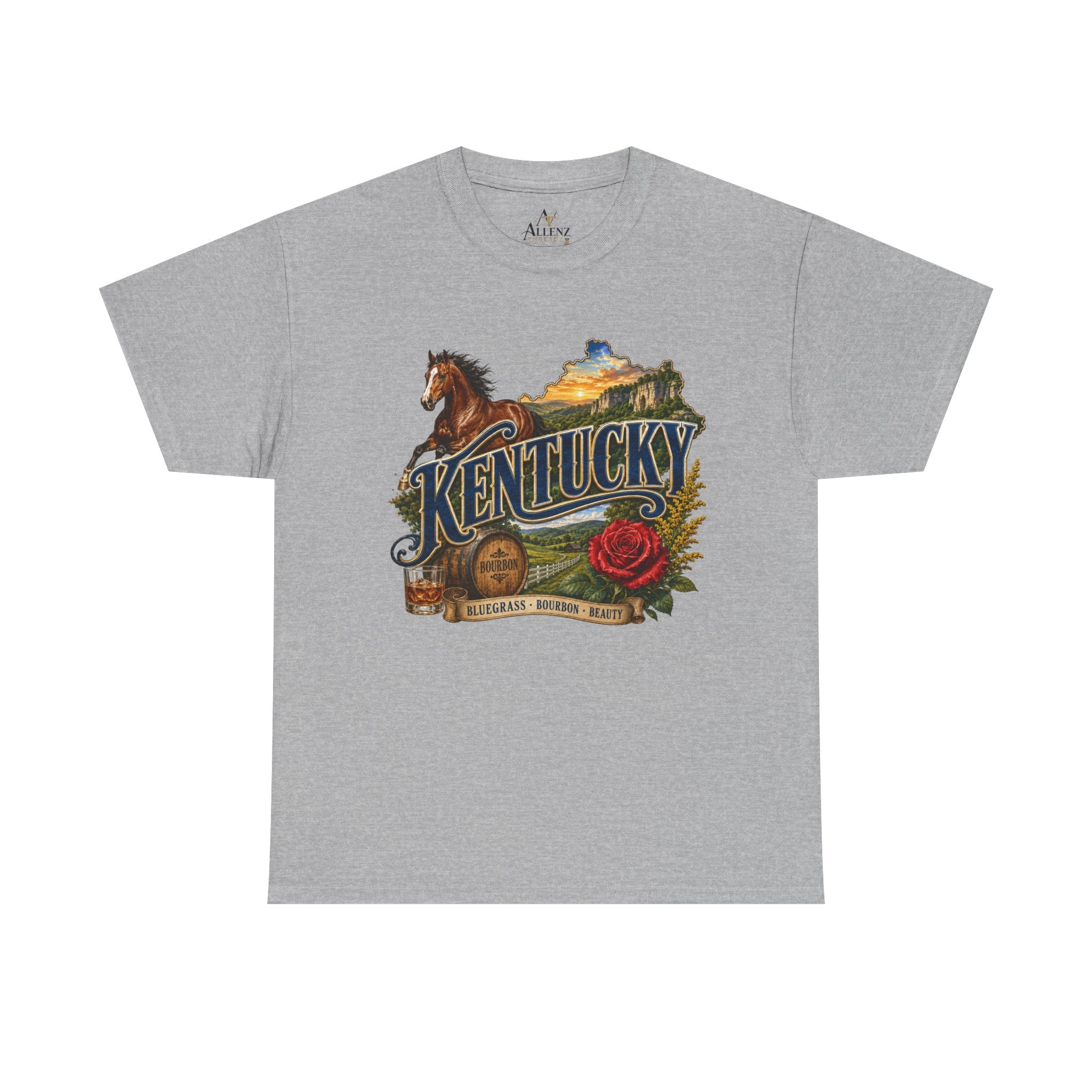 Unisex Heavy Cotton Tee 🐎 Kentucky – Bluegrass, Bourbon and Southern Beauty 🐎