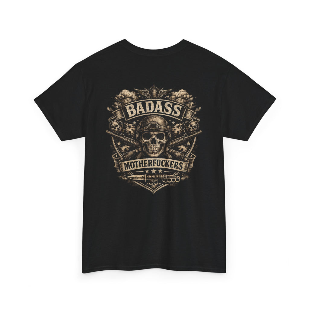 Badass Motherfu.... Skull and boom stick  Unisex Heavy Cotton Tee
