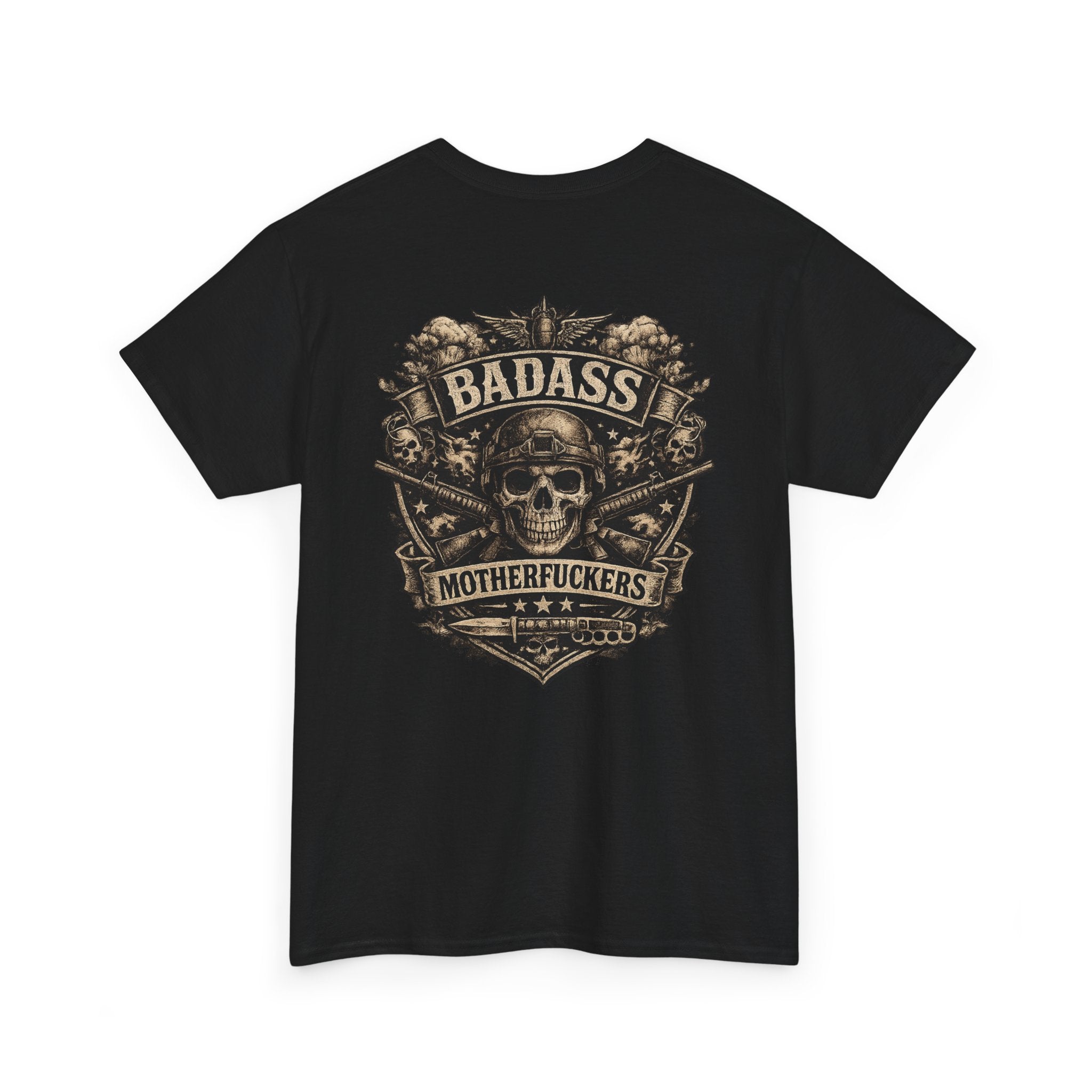 Badass Motherfu.... Skull and boom stick  Unisex Heavy Cotton Tee