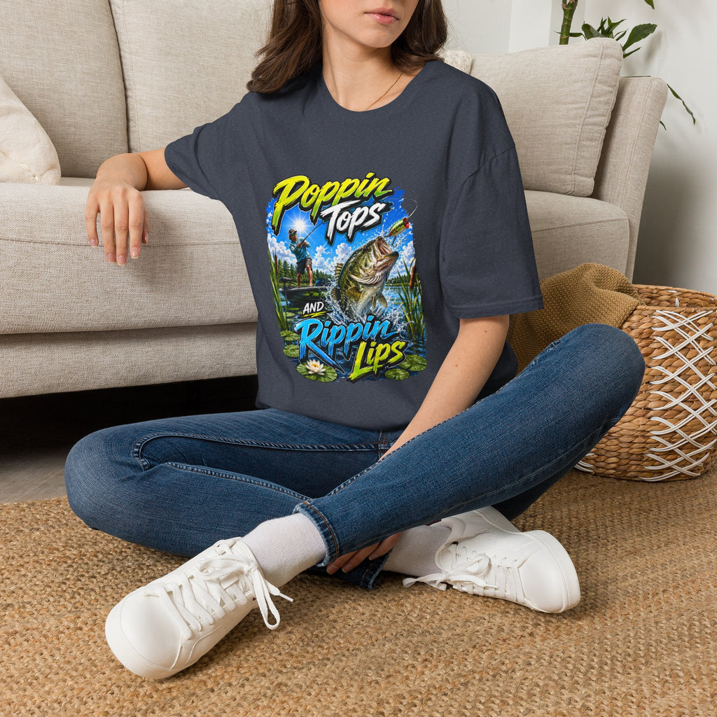 Poppin Tops Rippin Lips Fishing Shirt Unisex Softstyle T-Shirt