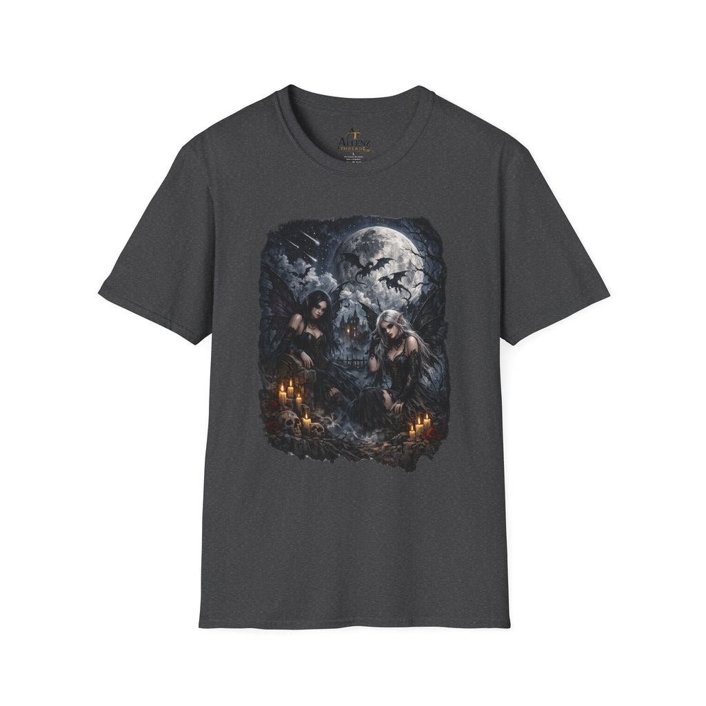 Fantasy Moonlit Wolves T-Shirt — Gothic Werewolf Night Scene
