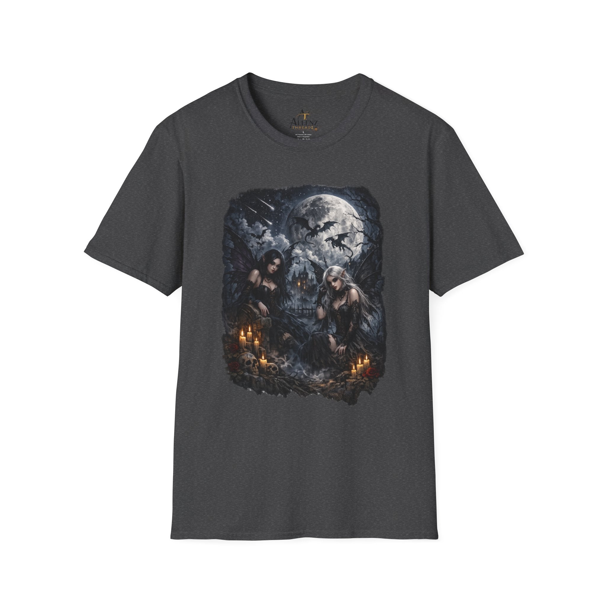 Fantasy Moonlit Wolves T-Shirt — Gothic Werewolf Night Scene