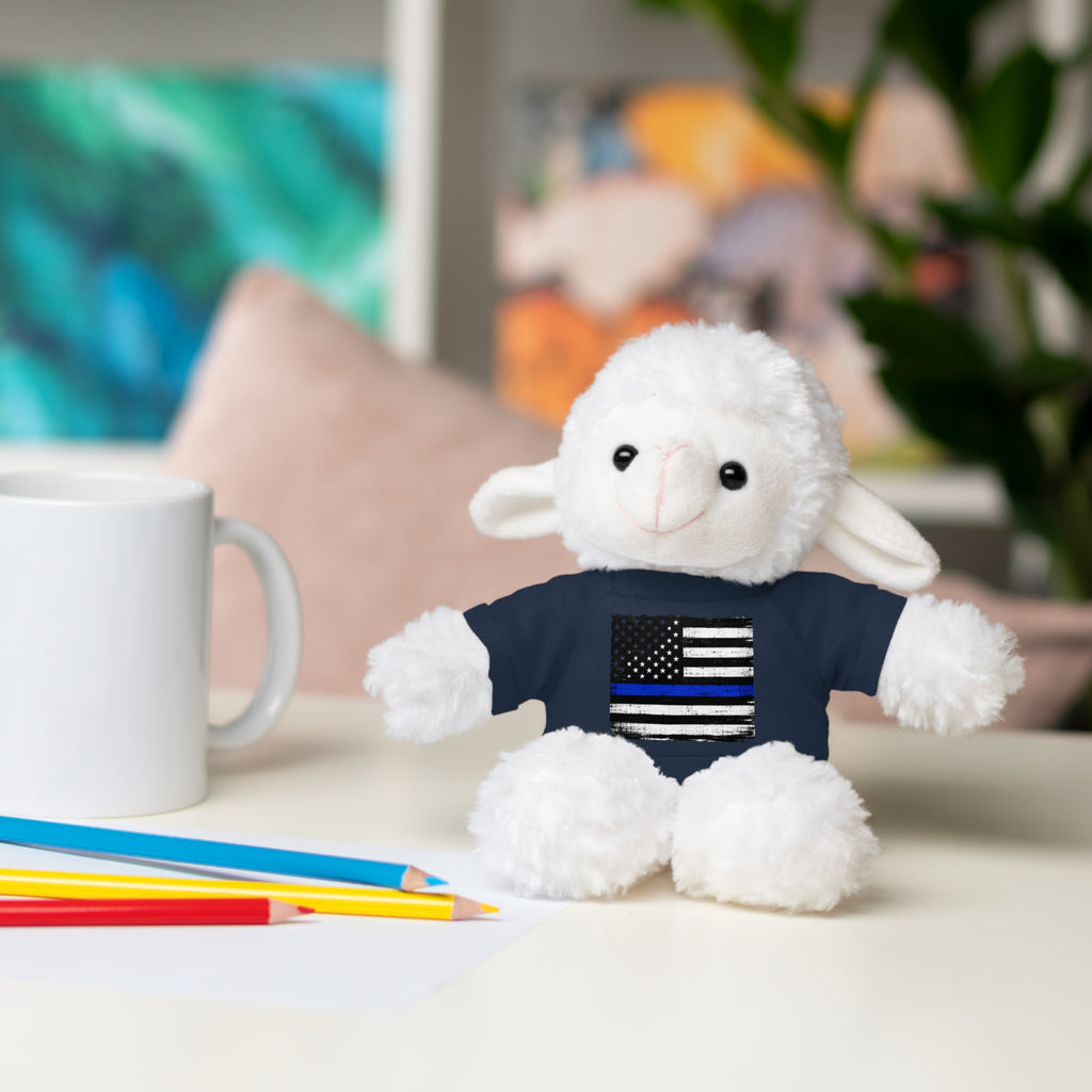 Kids Stuffed Animal with Thin Blue line flag Tee