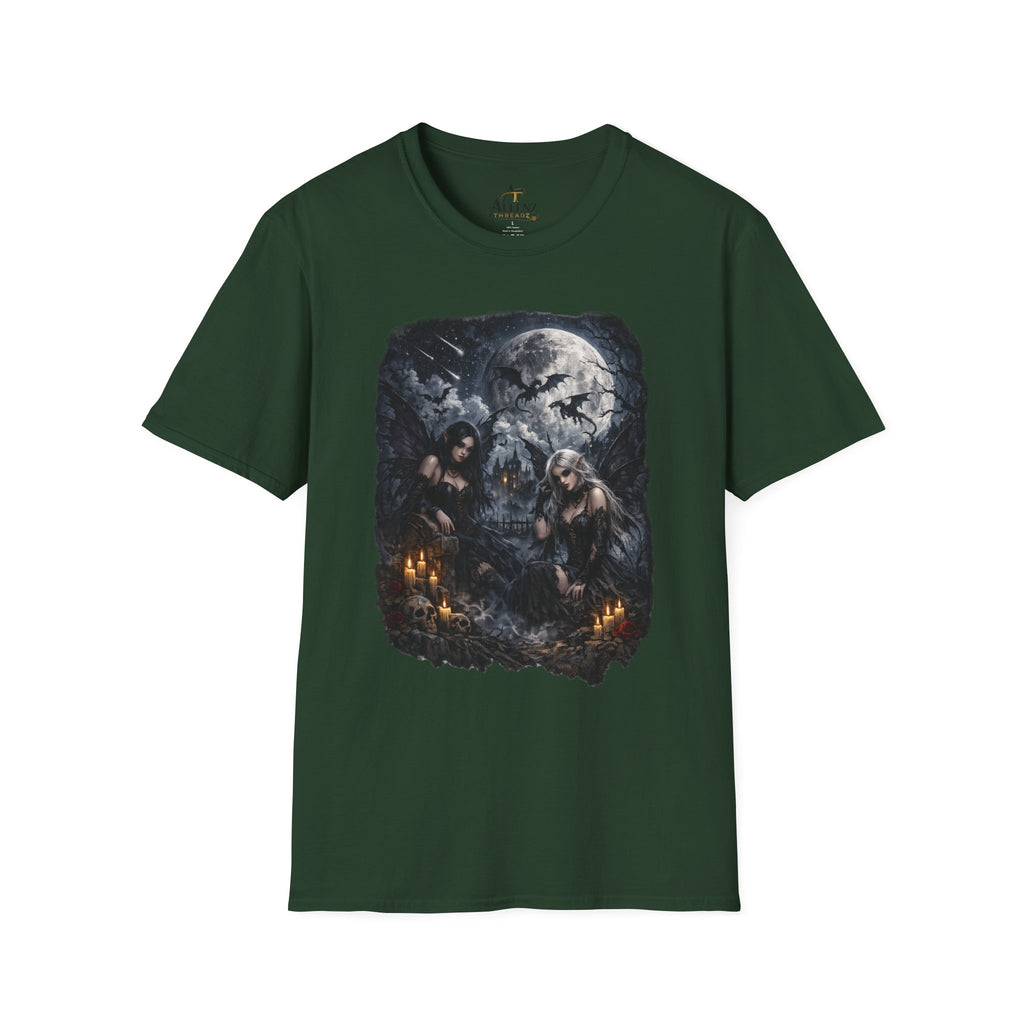 Fantasy Moonlit Wolves T-Shirt — Gothic Werewolf Night Scene