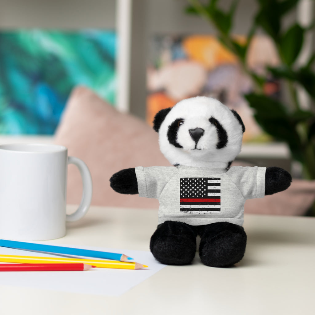 Kids Stuffed Animal with Thin Red line flag Tee