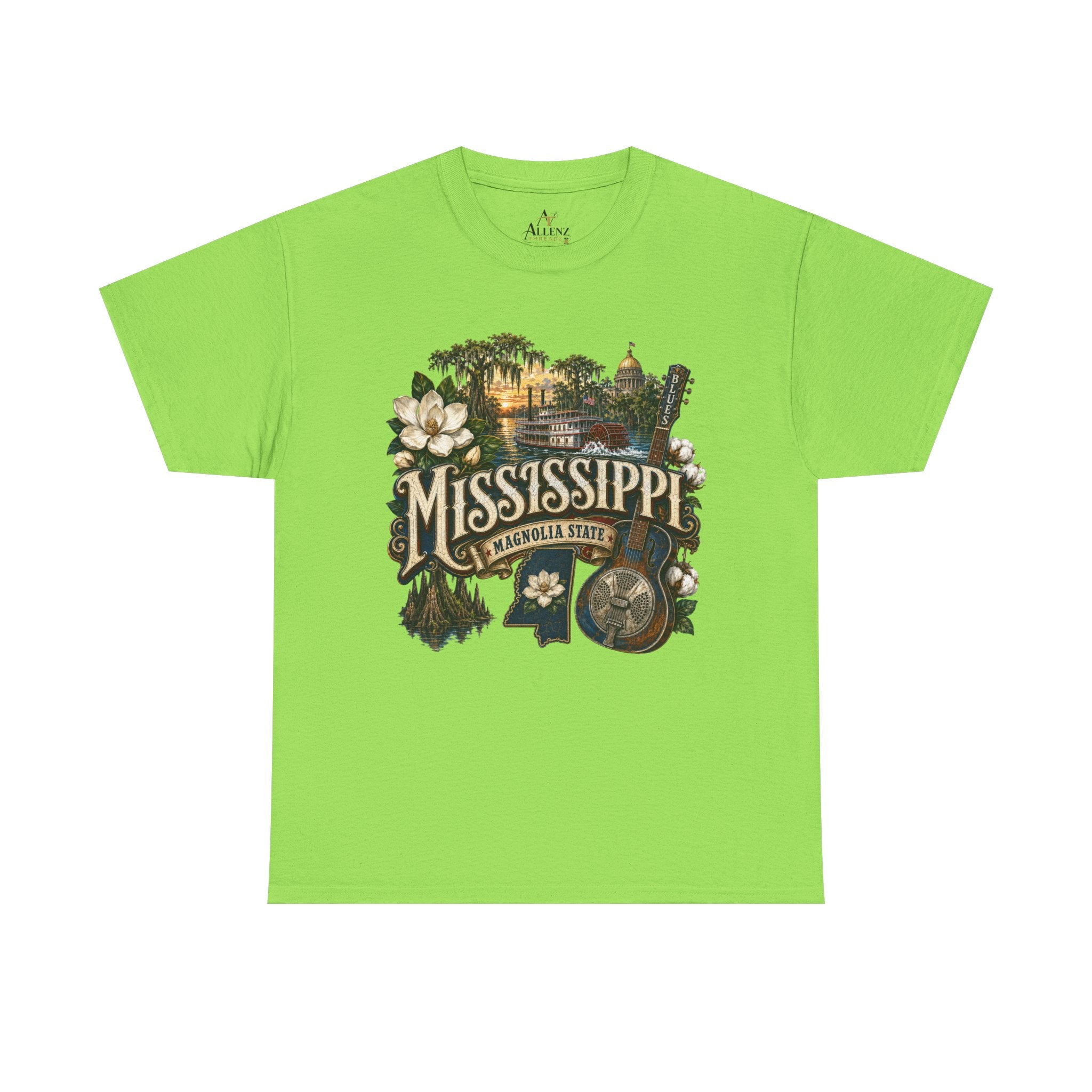 Unisex Heavy Cotton Tee🎸 Mississippi – Southern Soul and Magnolia State Pride 🎸