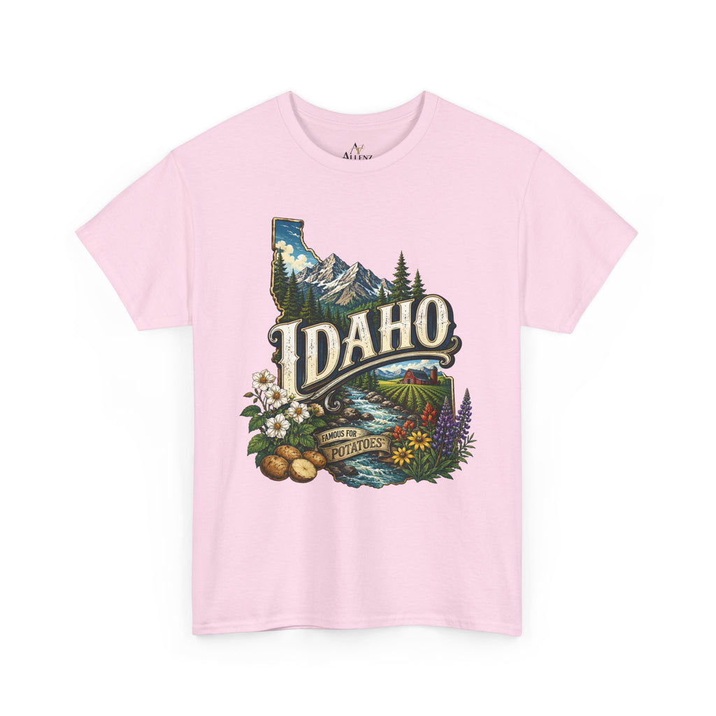 Unisex Heavy Cotton Tee 🥔 Idaho – Mountain Beauty and Rustic Country Charm 🥔