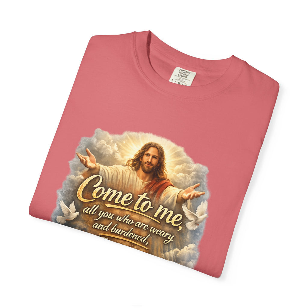Come to Me Christian T-Shirt — "Come to me... and I will give you REST" Religious Faith Tee