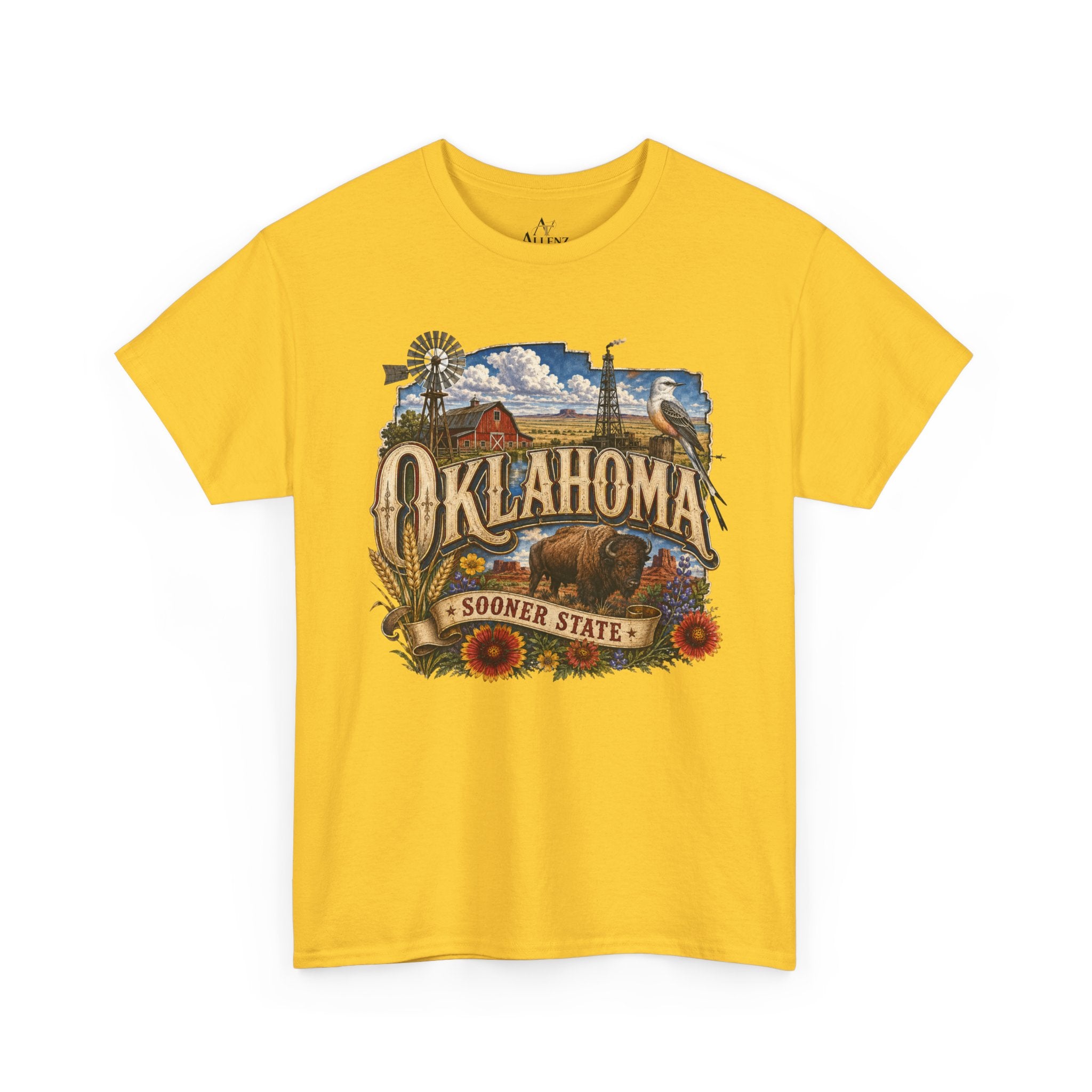 Unisex Heavy Cotton Tee🌾 Oklahoma – Proud Spirit of the Sooner State 🦬🌻