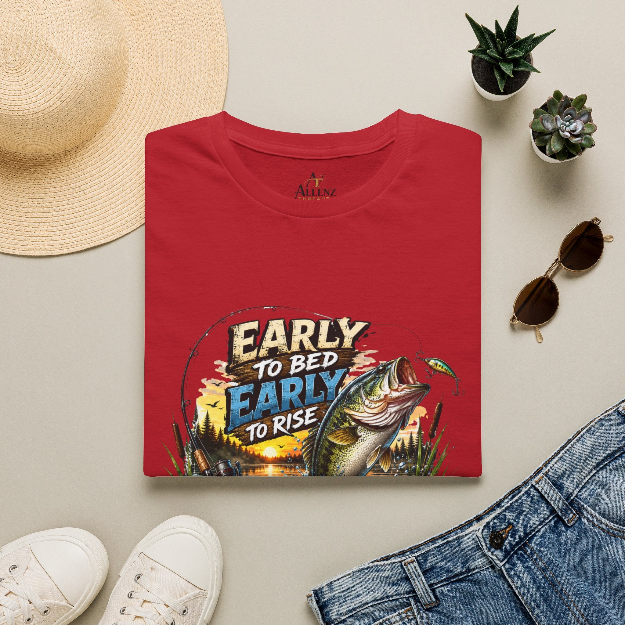 Early To Bed Fishing Unisex Softstyle T-Shirt