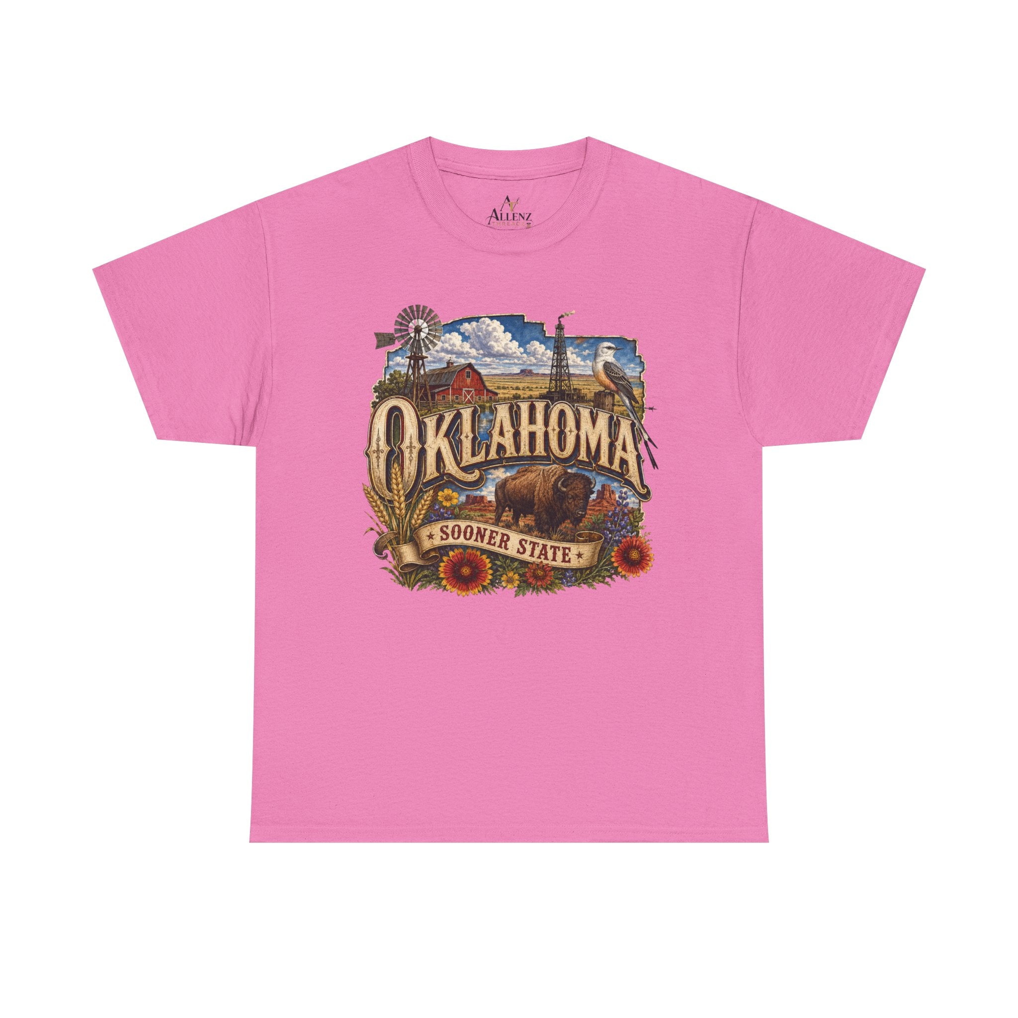 Unisex Heavy Cotton Tee🌾 Oklahoma – Proud Spirit of the Sooner State 🦬🌻
