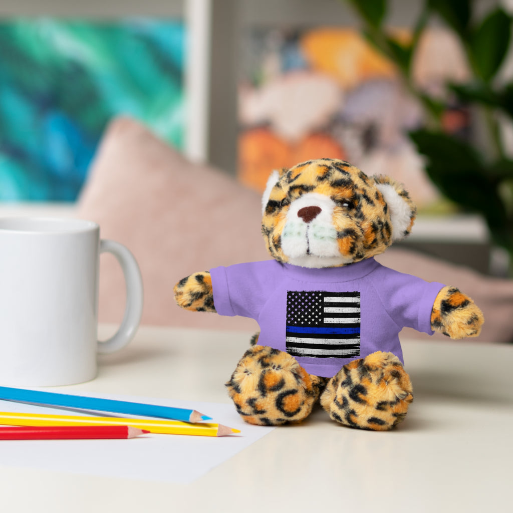 Kids Stuffed Animal with Thin Blue line flag Tee