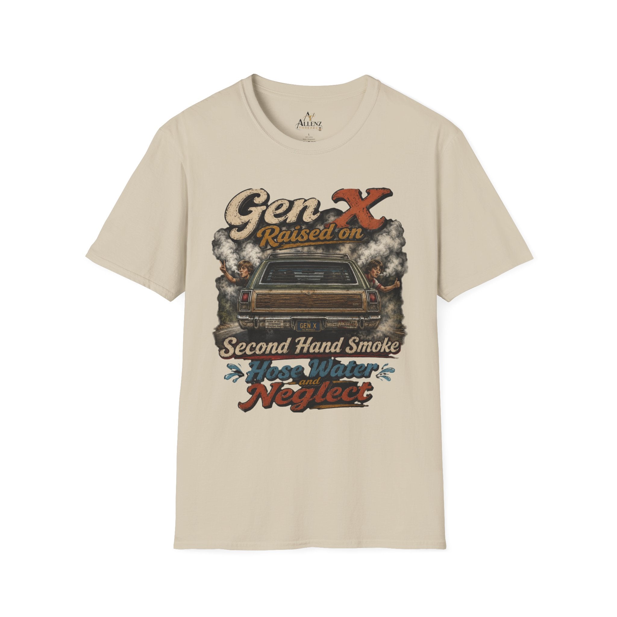 Gen X T-Shirt — "Raised on Secondhand Smoke, Hose Water, Neglect" Retro Car Vintage Tee
