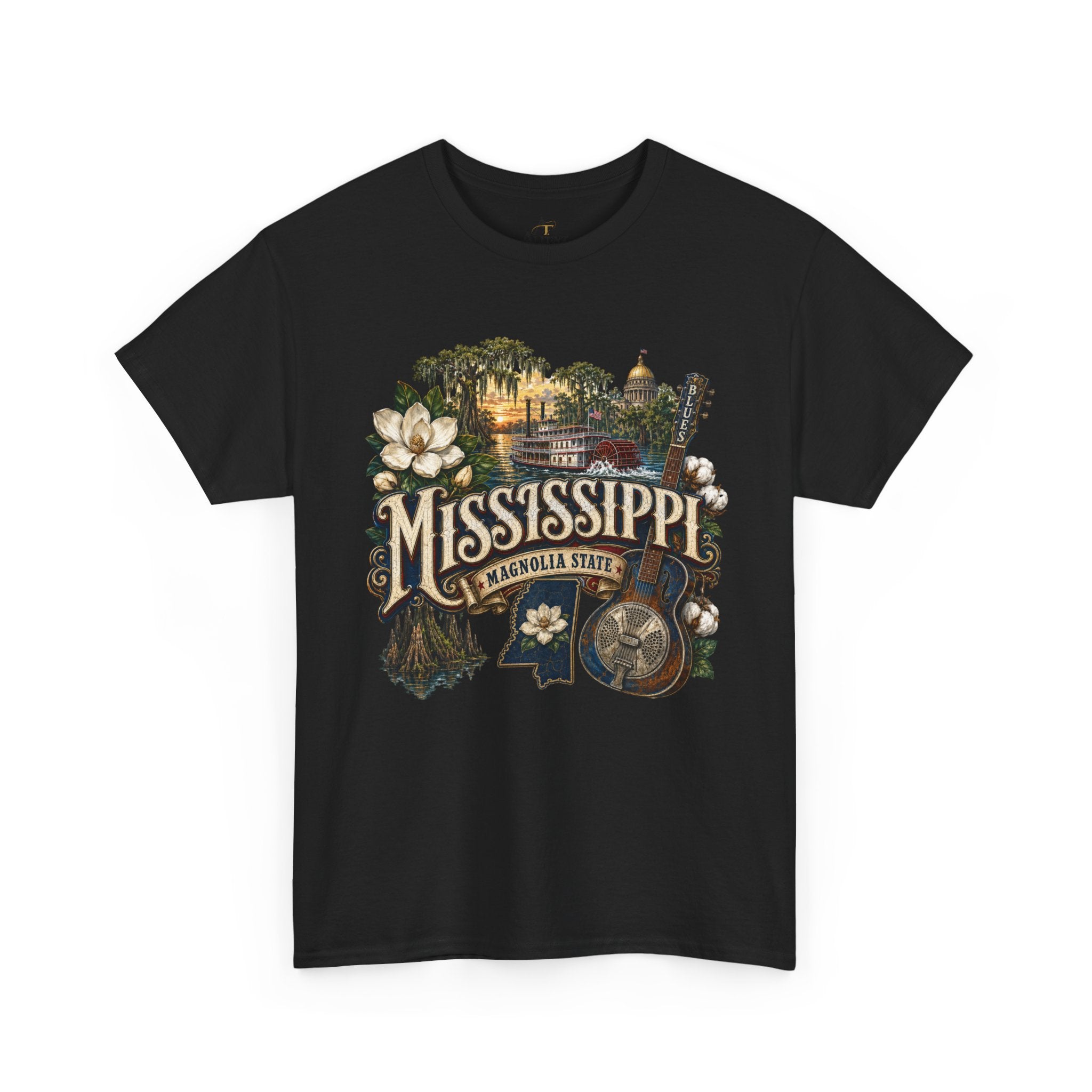 Unisex Heavy Cotton Tee🎸 Mississippi – Southern Soul and Magnolia State Pride 🎸