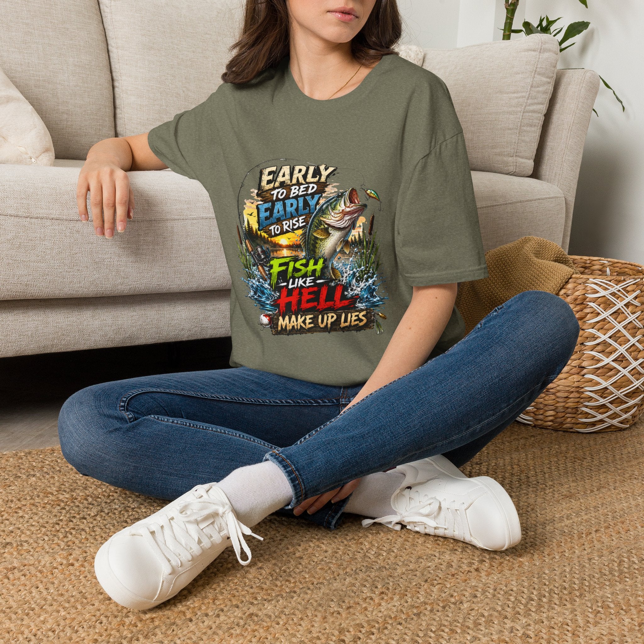 Early To Bed Fishing Unisex Softstyle T-Shirt