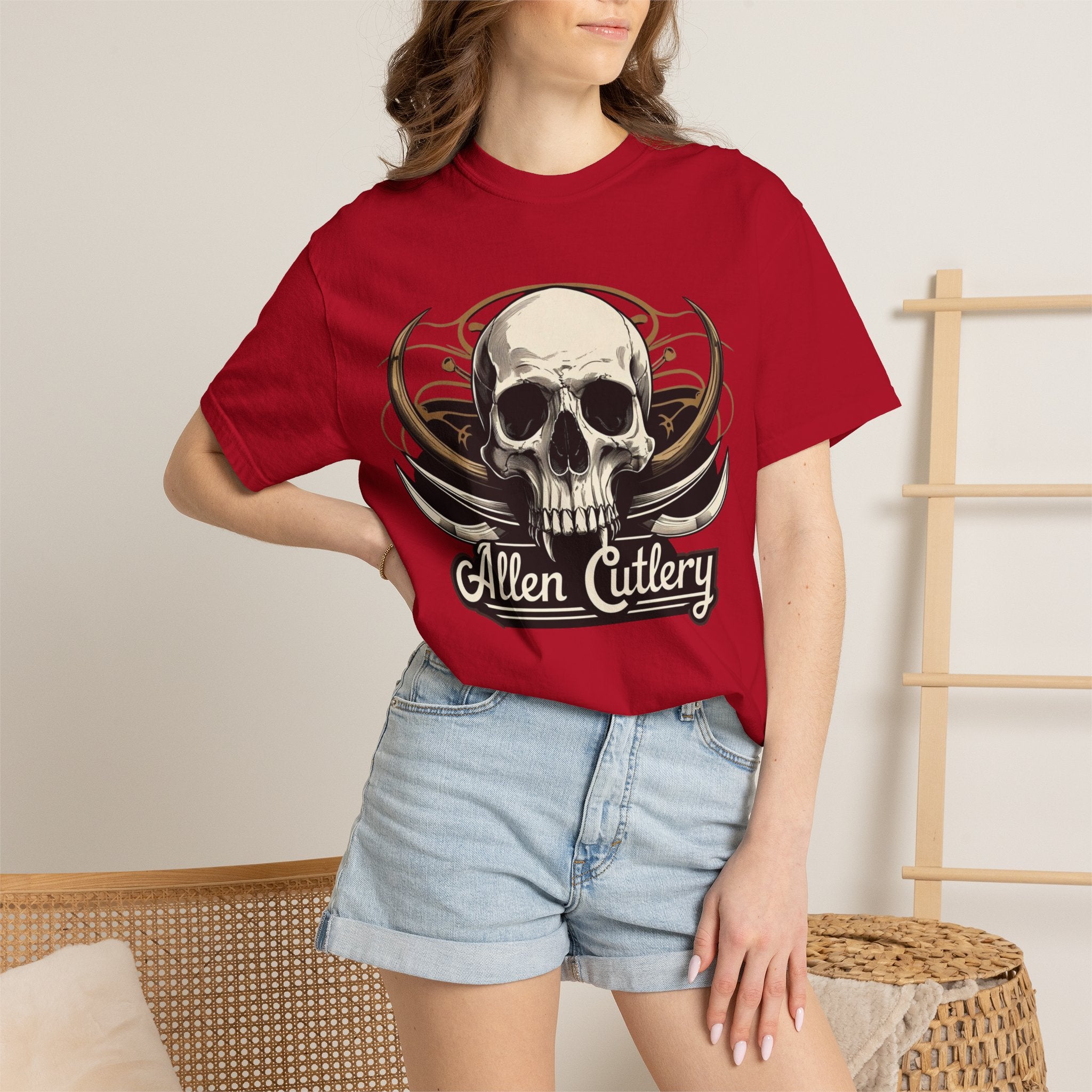 Skull Logo T-Shirt — "Allen Cutlery" Retro Gothic Tee