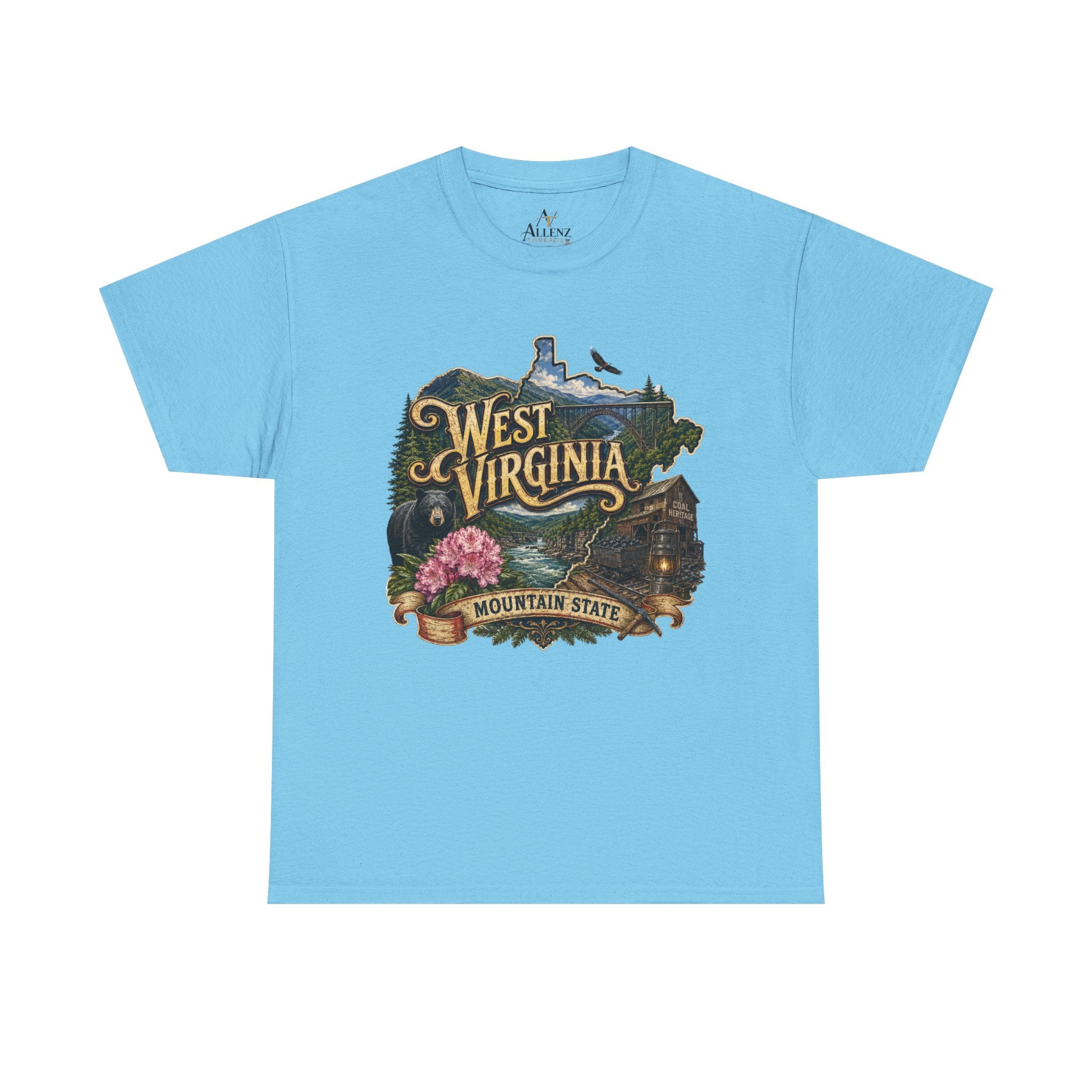 Unisex Heavy Cotton Tee🏔️🖤 West Virginia – Wild and Wonderful Mountain State ⛏️🐻
