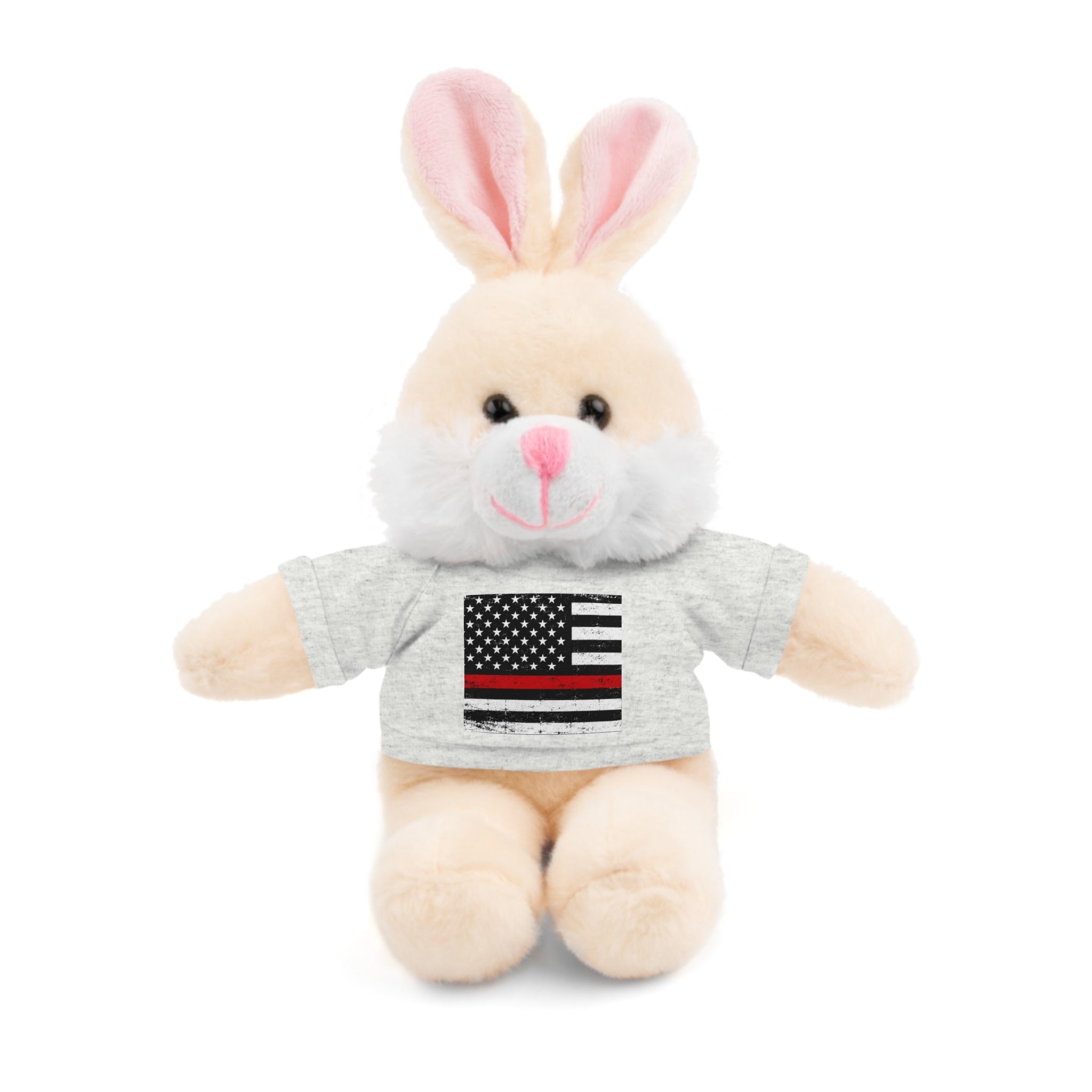 Kids Stuffed Animal with Thin Red line flag Tee