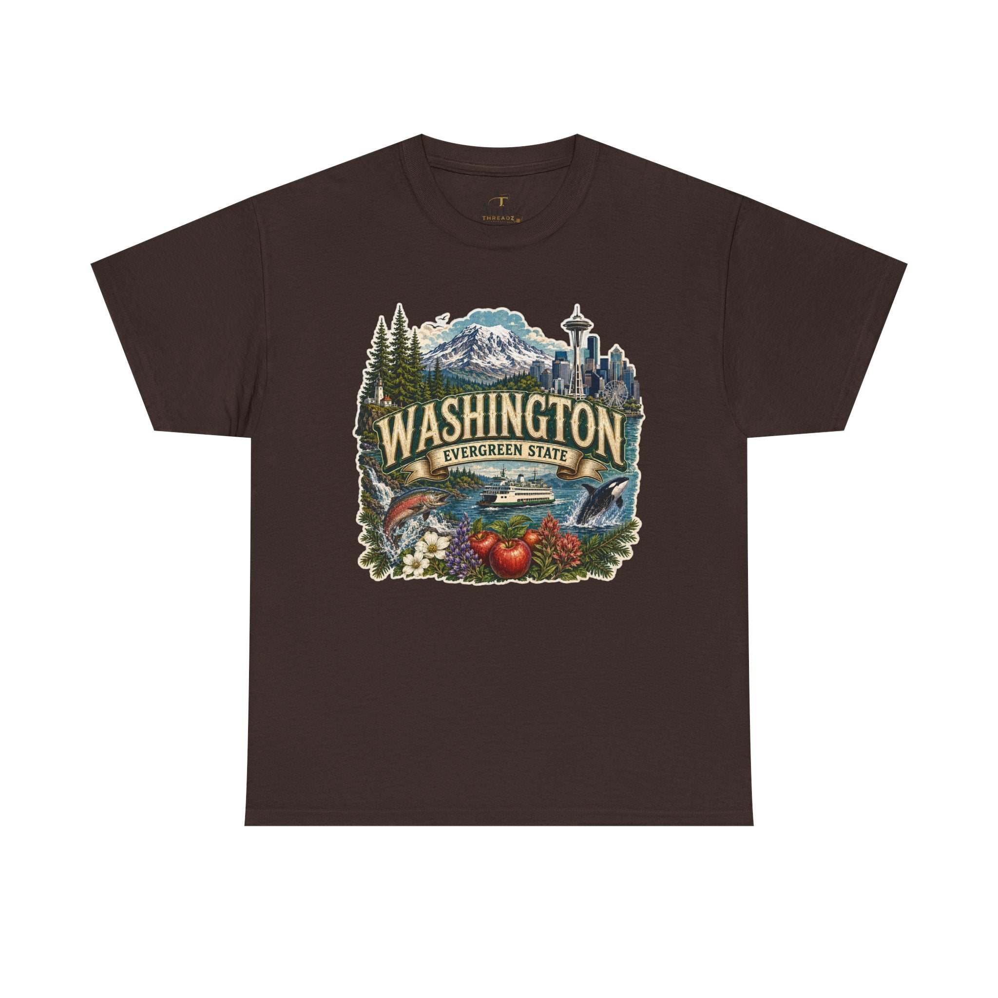 Unisex Heavy Cotton Tee🌲🏔️ Washington – Spirit of the Evergreen State 🚢🐋