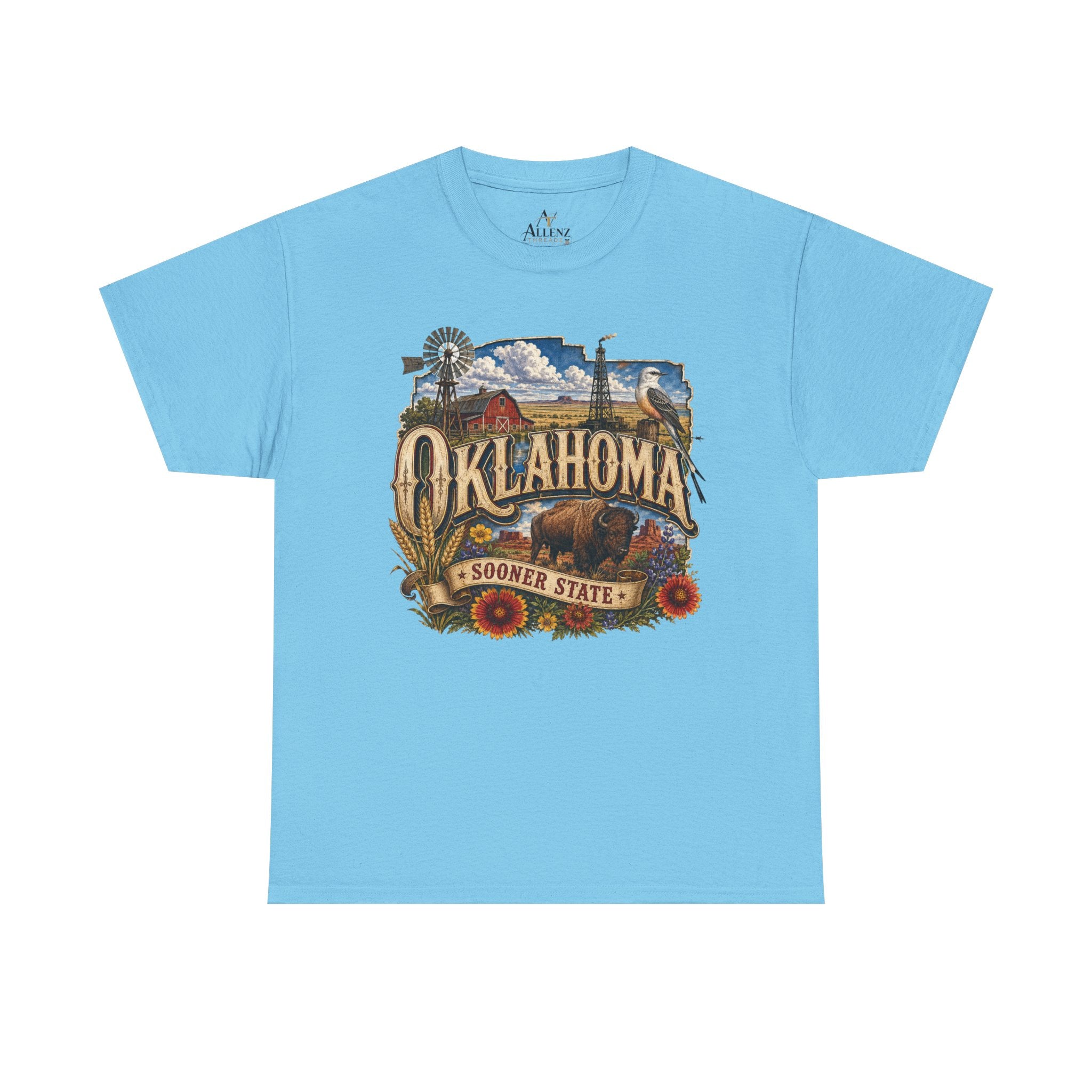 Unisex Heavy Cotton Tee🌾 Oklahoma – Proud Spirit of the Sooner State 🦬🌻