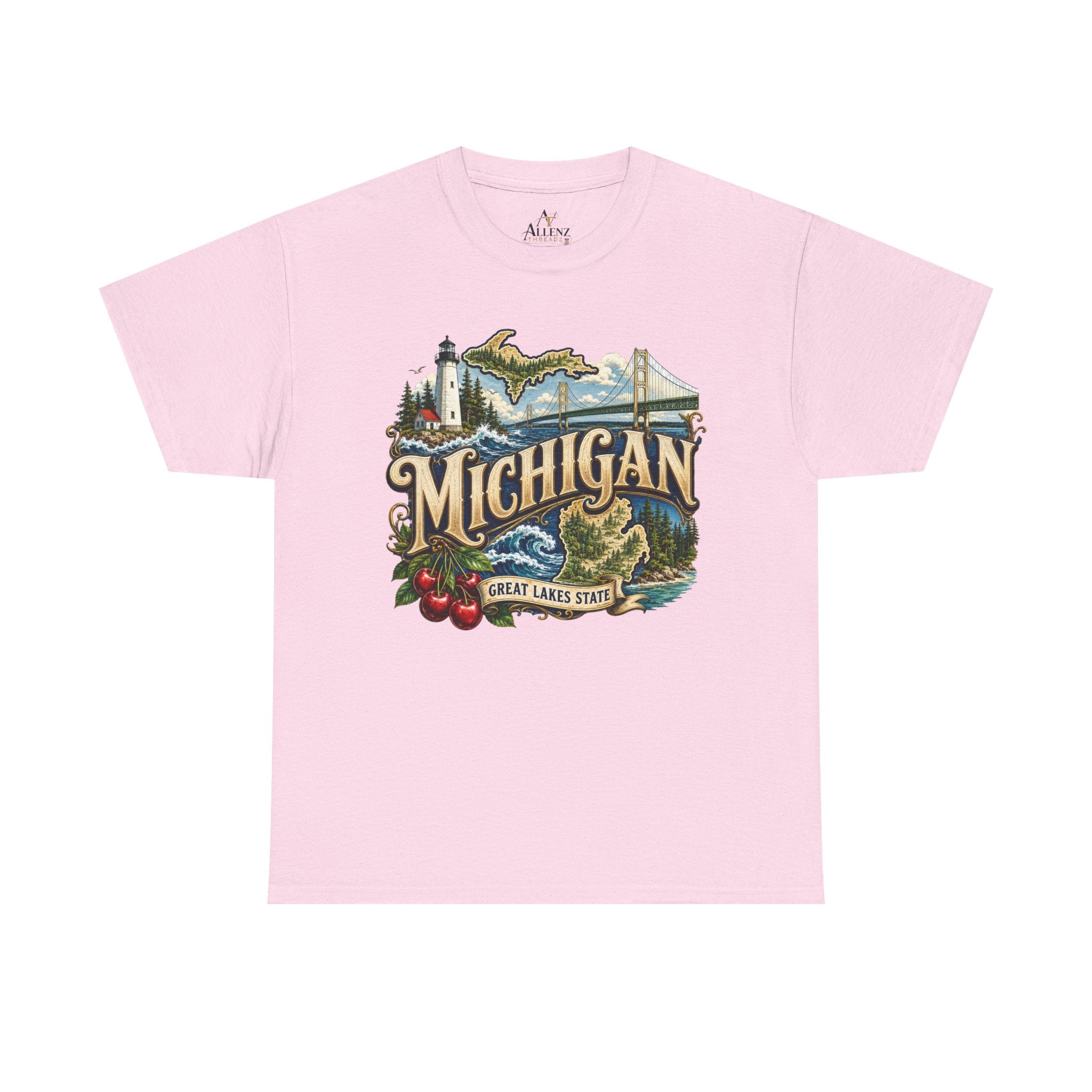 Unisex Heavy Cotton Tee🌊 Michigan – Great Lakes Beauty and Northern Adventure 🌊