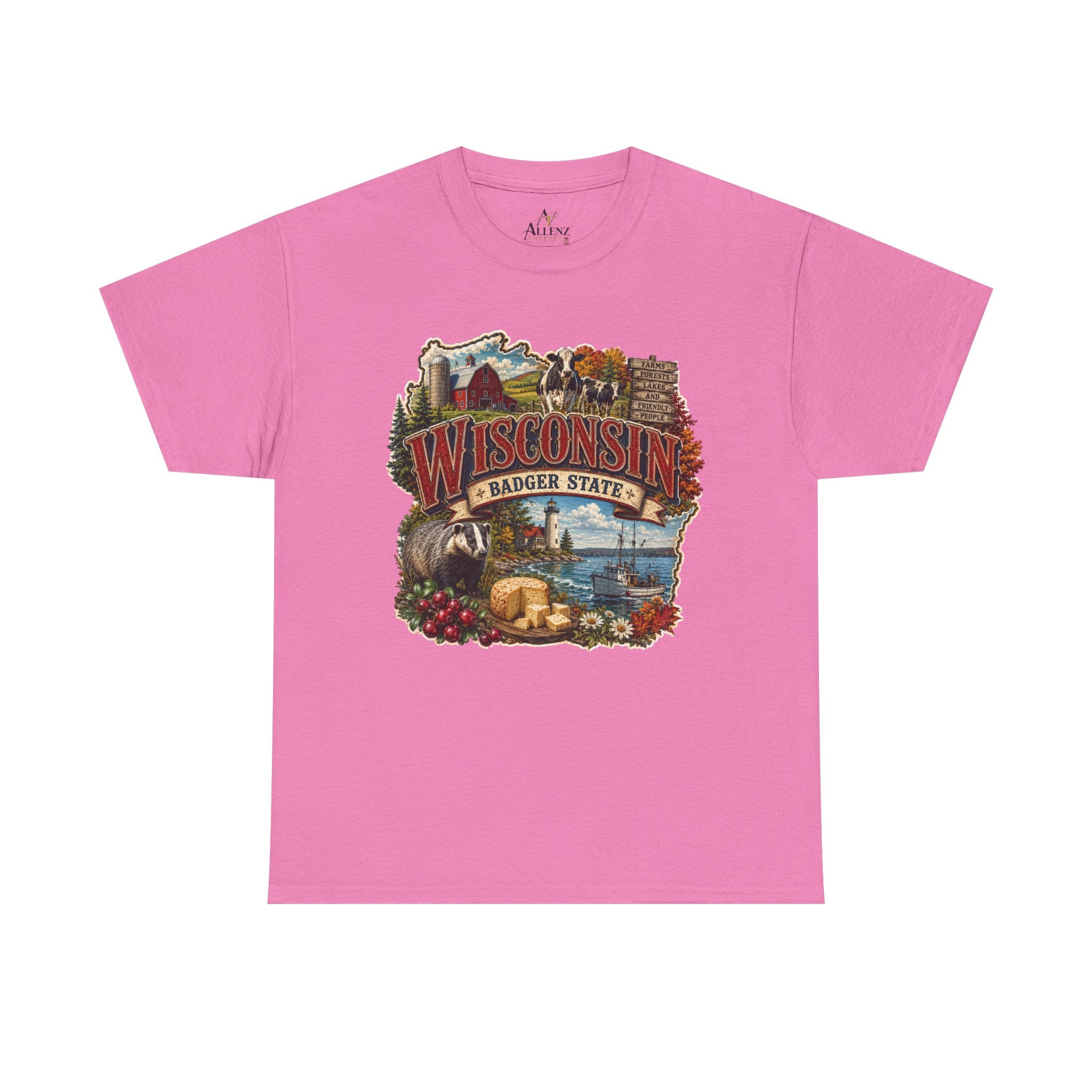 Unisex Heavy Cotton Tee🧀🌲 Wisconsin – Proudly the Badger State 🚤🐄