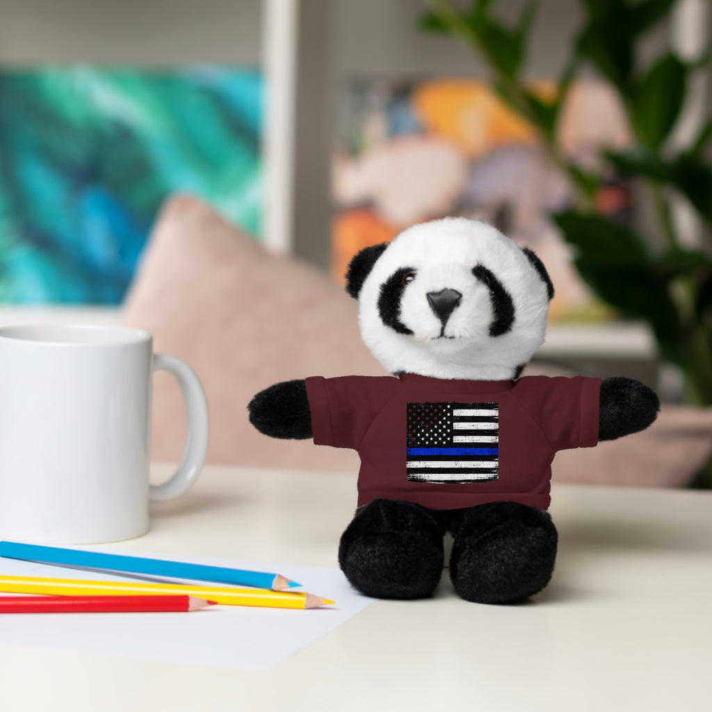 Kids Stuffed Animal with Thin Blue line flag Tee