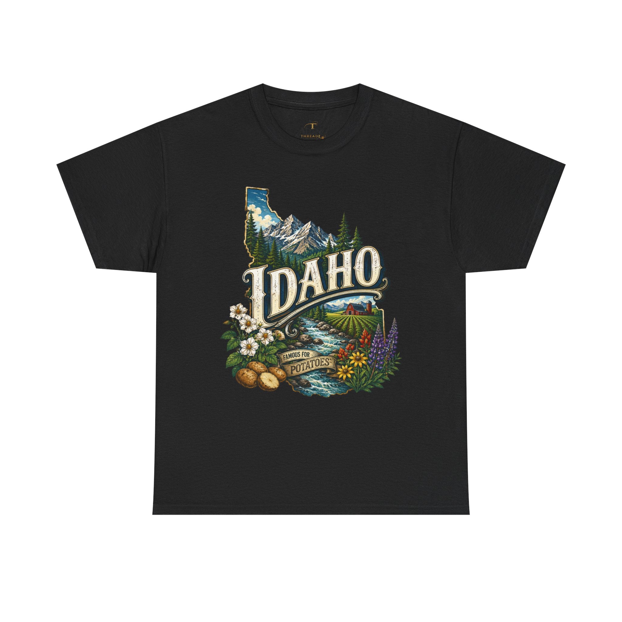 Unisex Heavy Cotton Tee 🥔 Idaho – Mountain Beauty and Rustic Country Charm 🥔